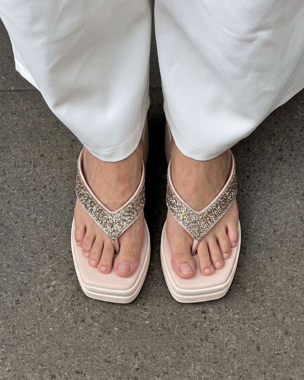 Blush Glitter Platform Heels B-05