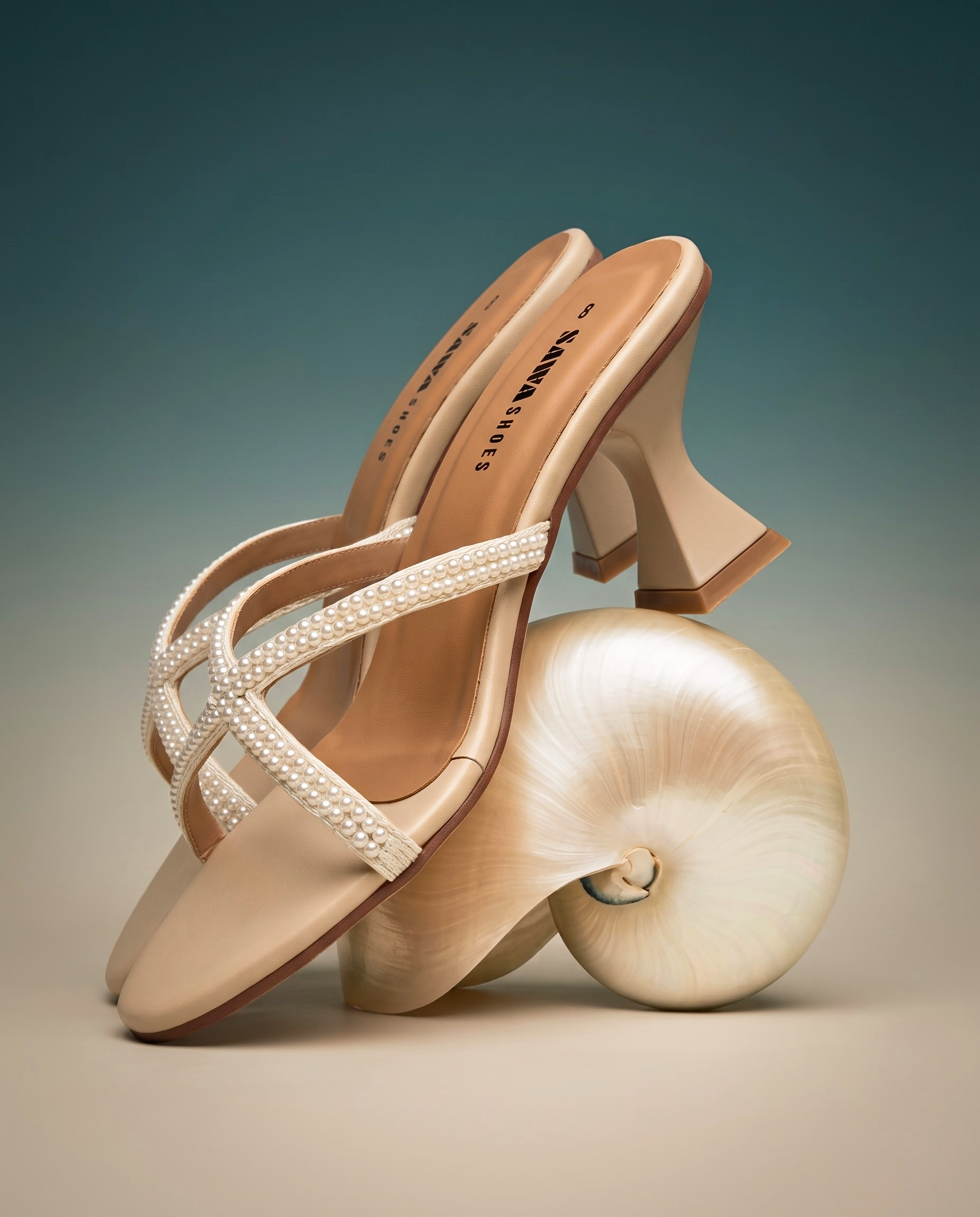 Pearl Embellished Sculptural Heels 507 F