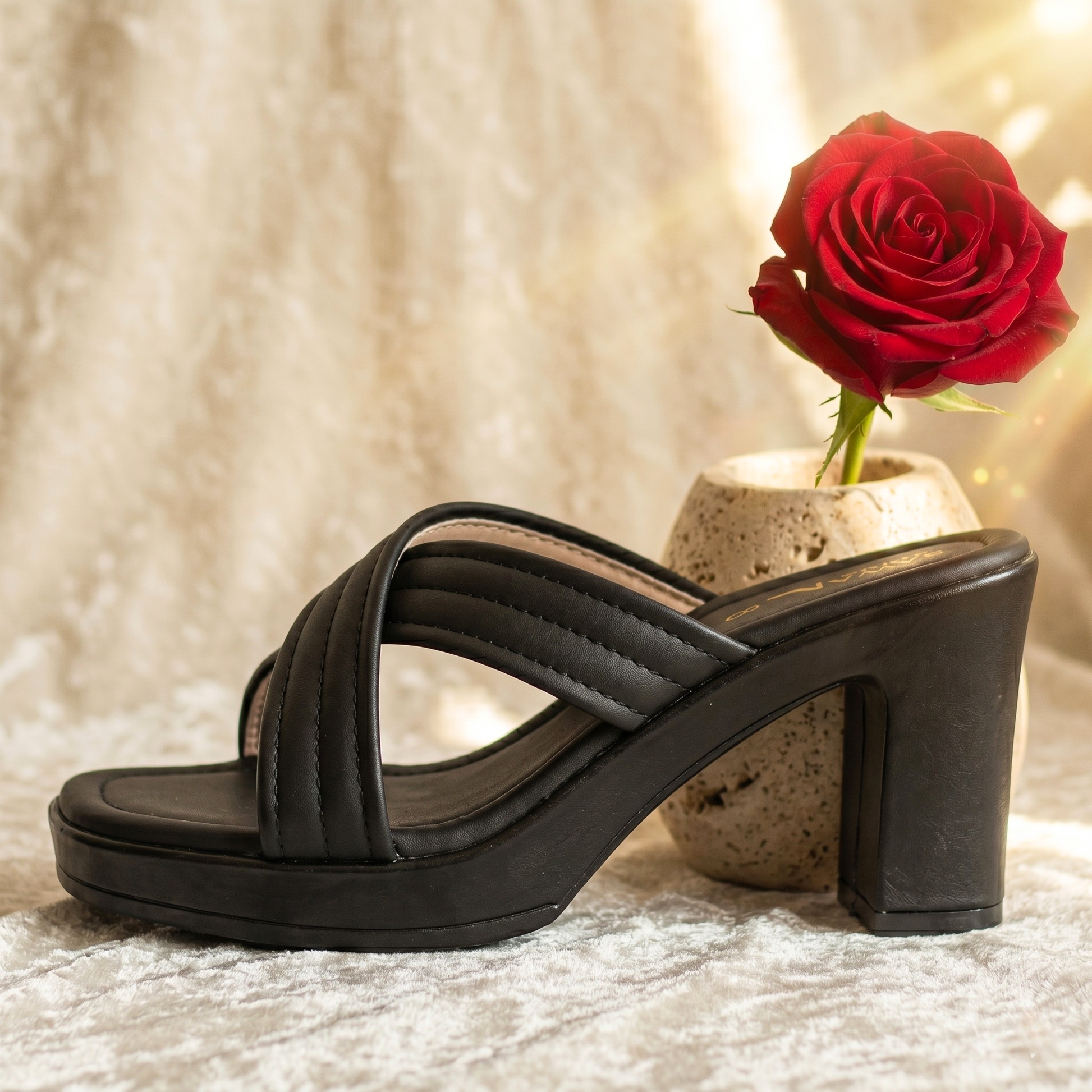 Padded Cross Strap Platform 577 BK