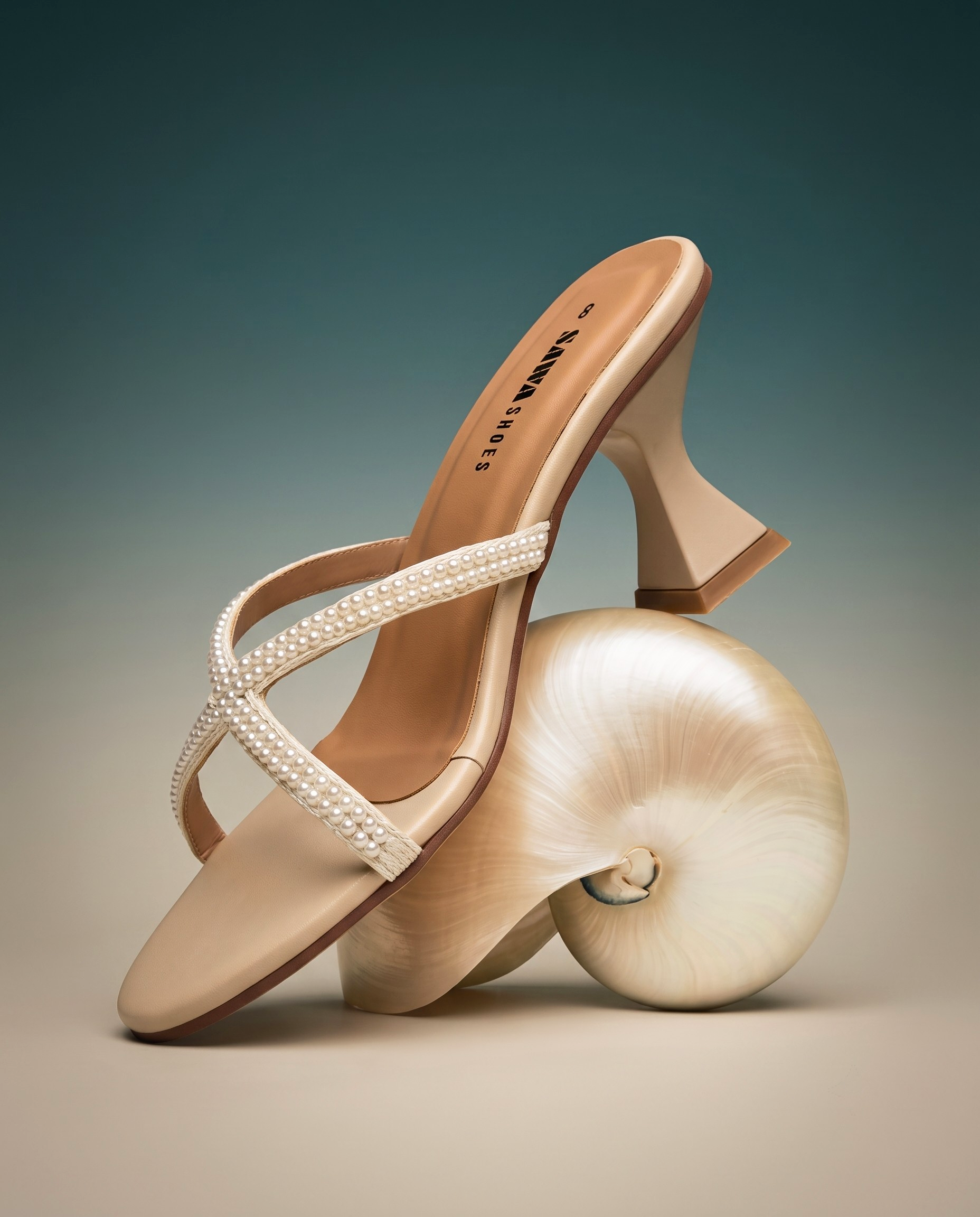 Pearl Embellished Sculptural Heels 507 F