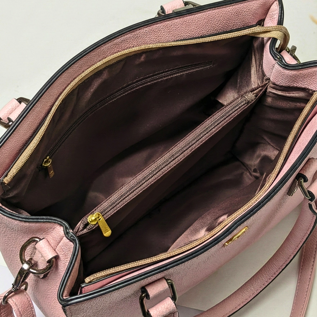 Classic Pink Textured Leather Tote 961 PN