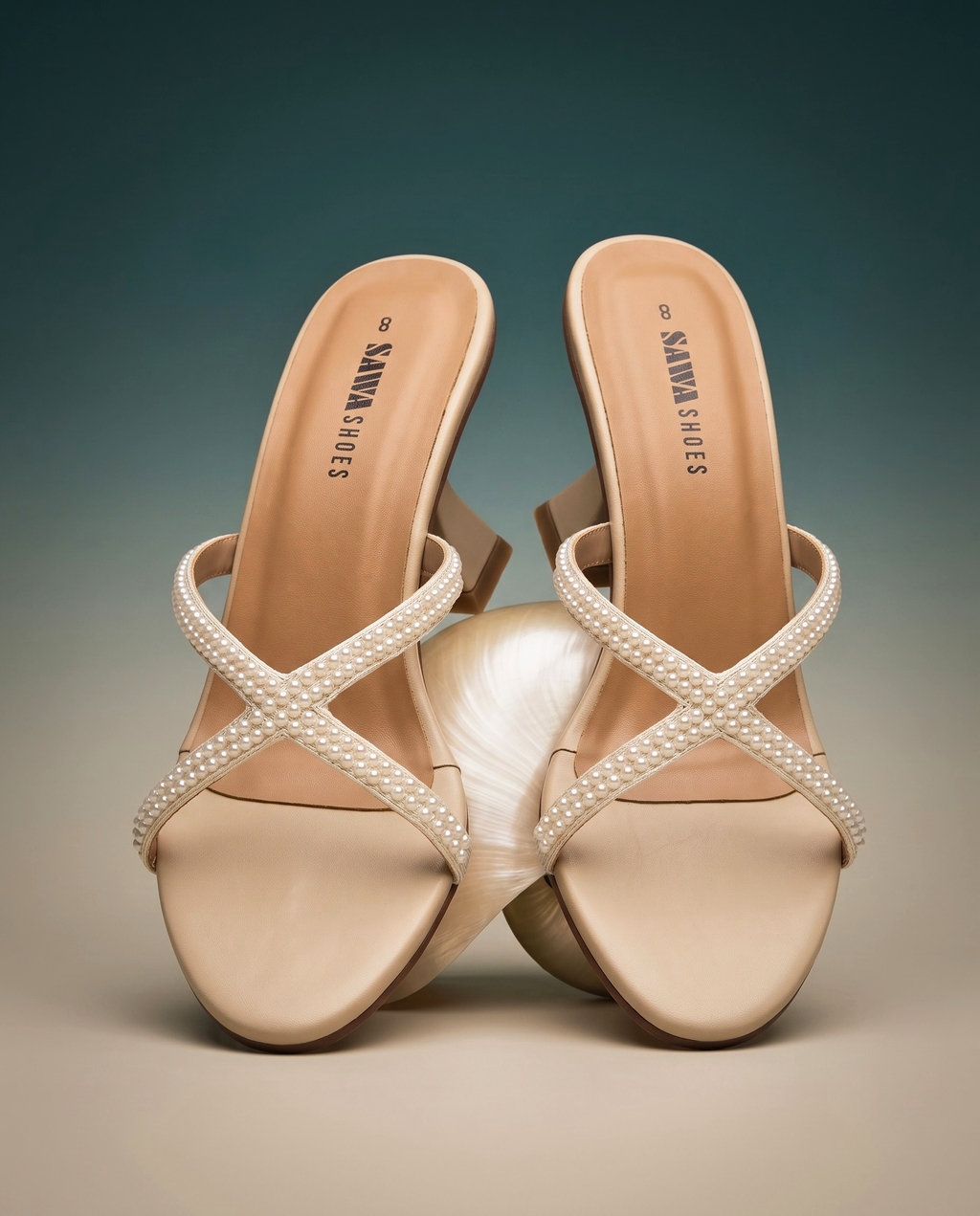 Pearl Embellished Sculptural Heels 507 F