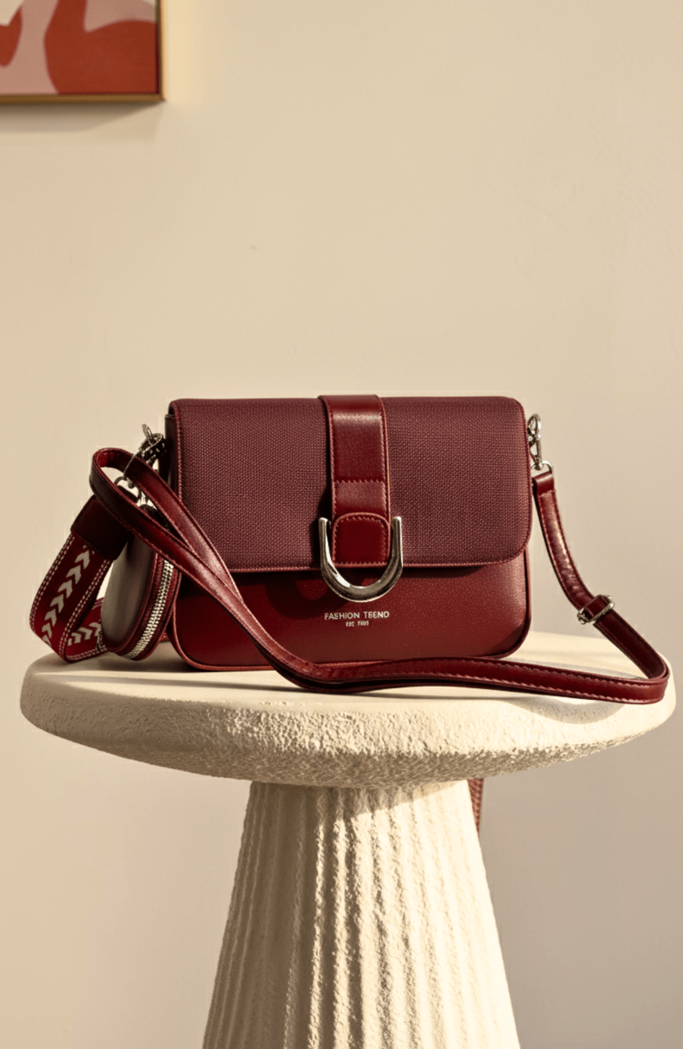 Burgundy Crossbody Utility Set 7284 MR - Sawa.pkWomen footwear shoes affordable