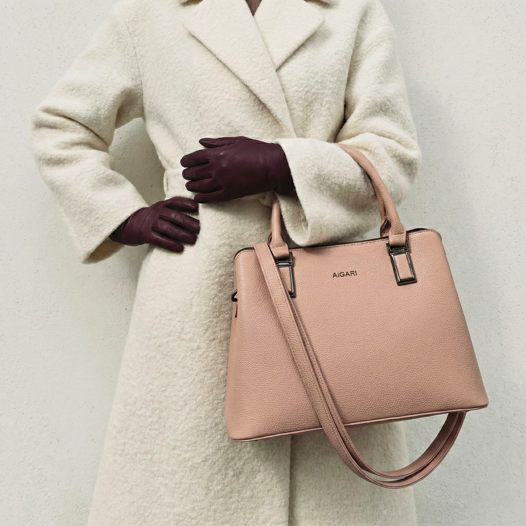 Classic Pink Textured Leather Tote 961 PN