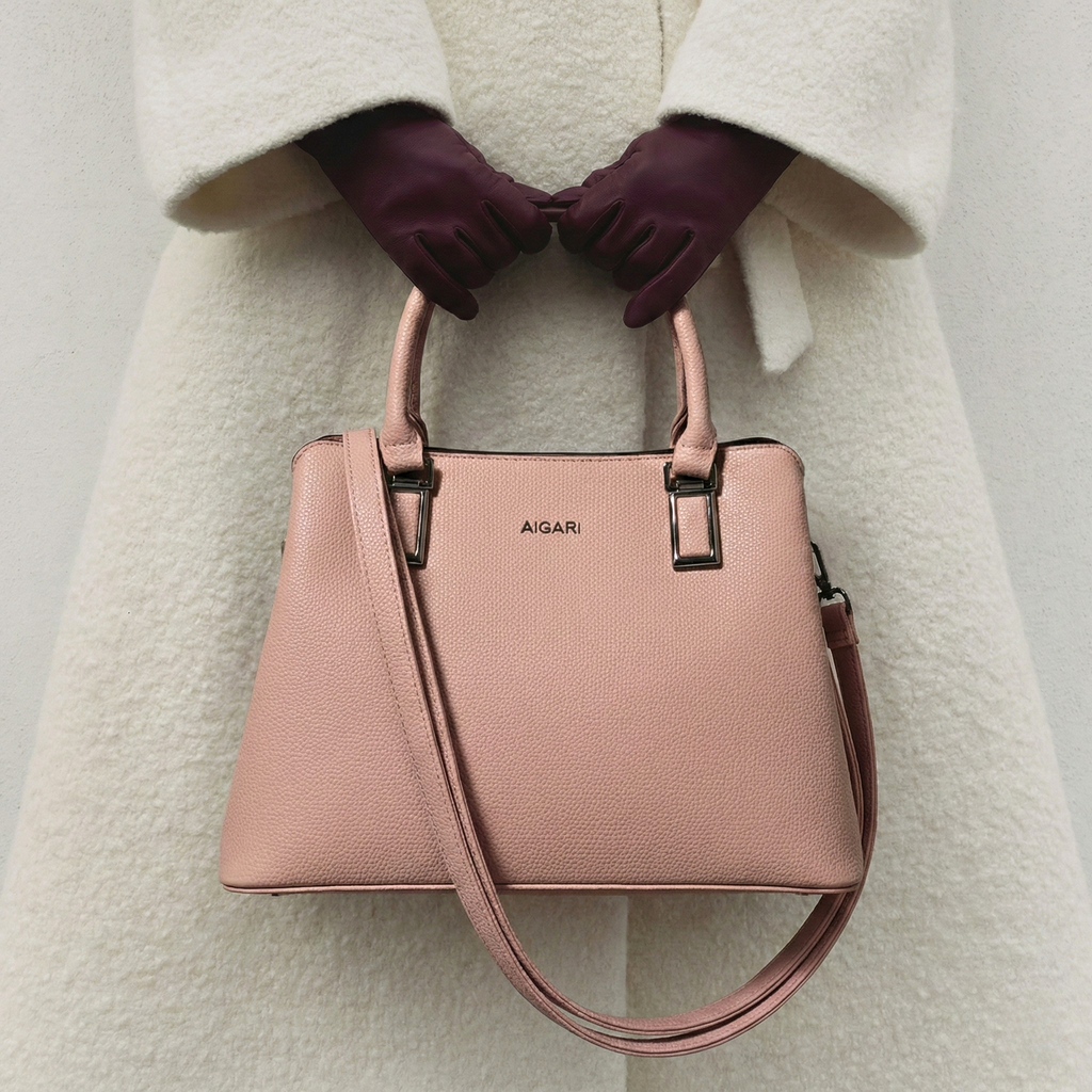 Classic Pink Textured Leather Tote 961 PN