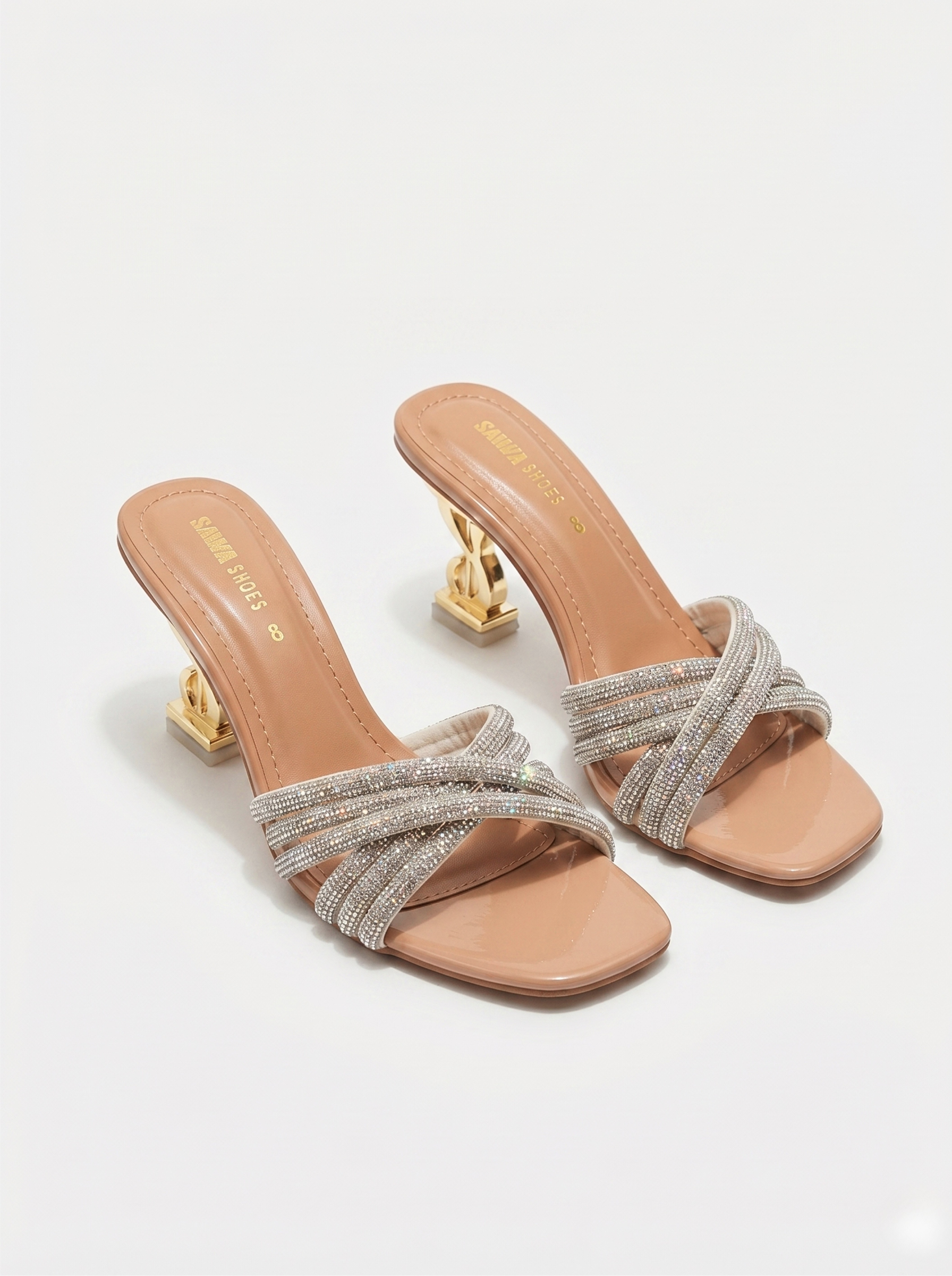 Crystal Strappy Statement Heels 501 G