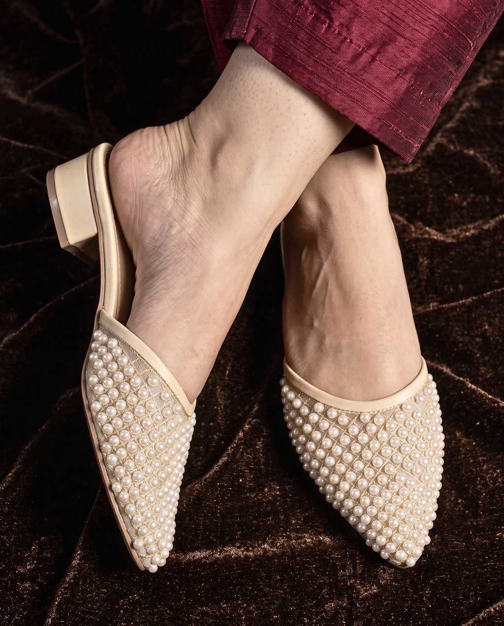Pearl Embellished Mule Heels 900 F