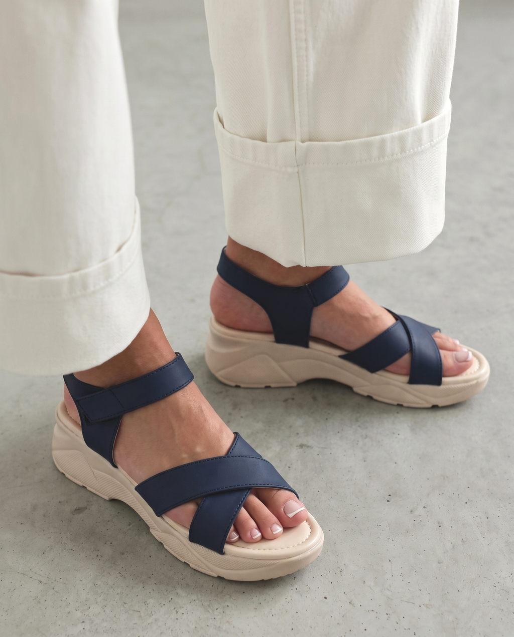 Navy Strapy Sport Platform Sandals 406 bl