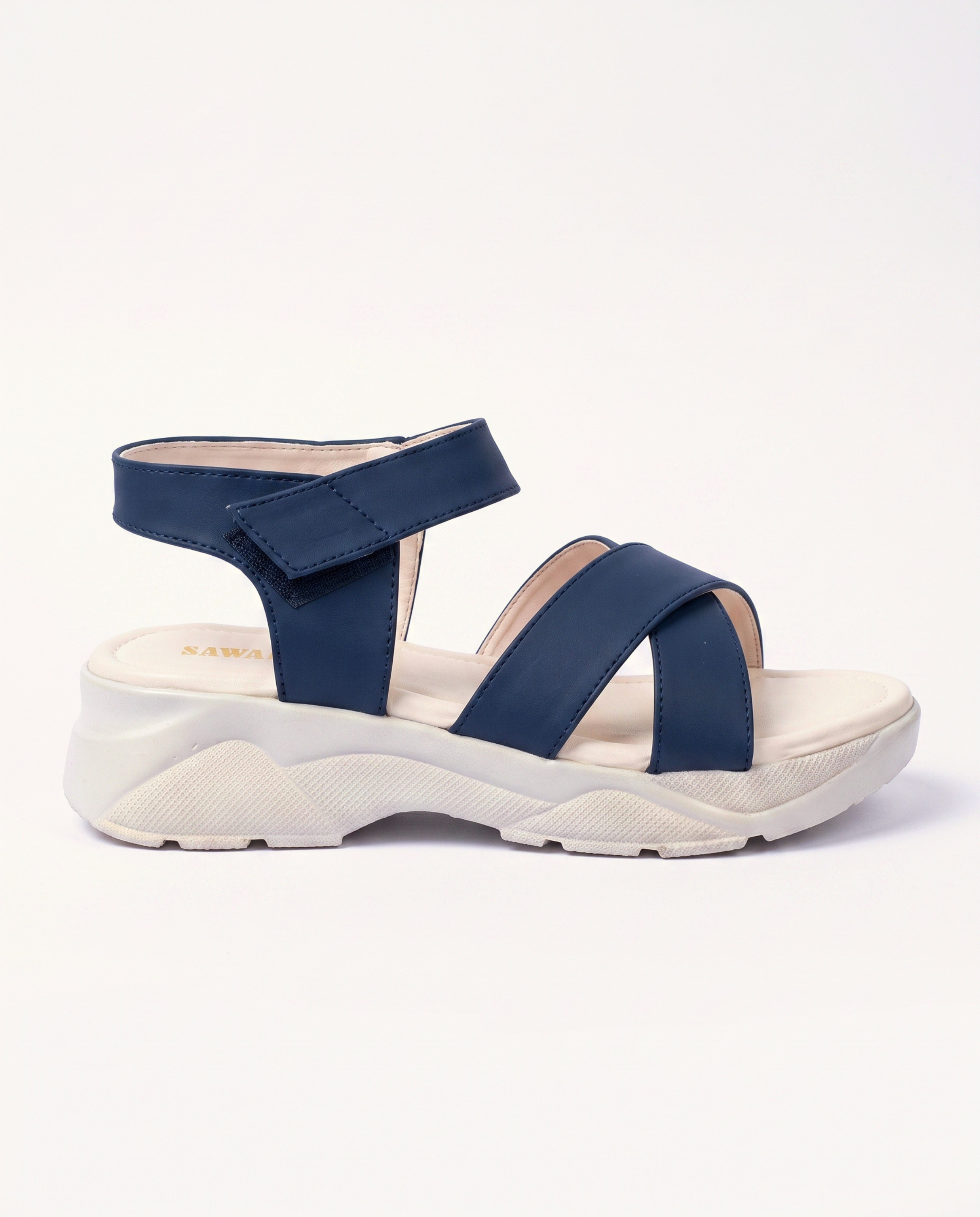 Navy Strapy Sport Platform Sandals 406 bl