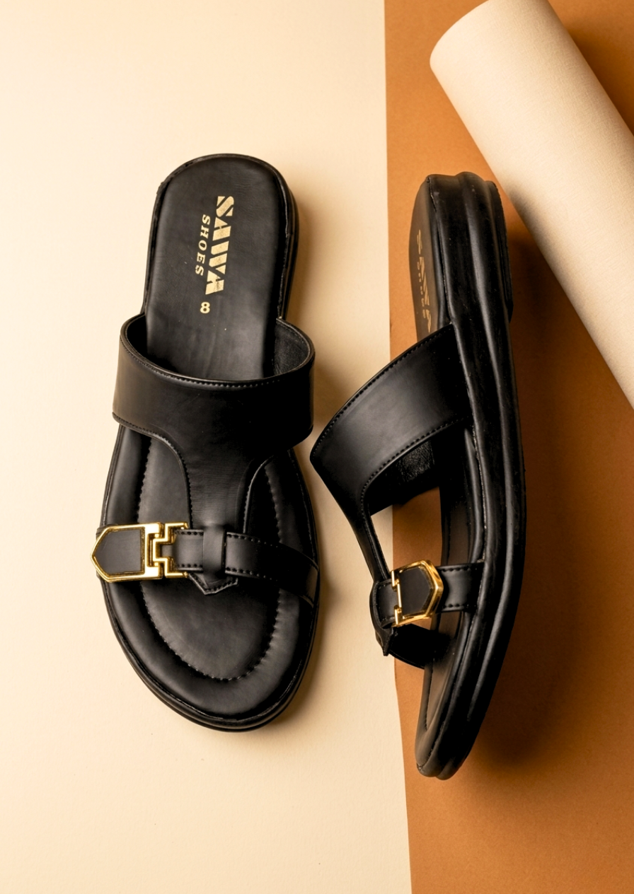 Black Casual Slides 614 Bk