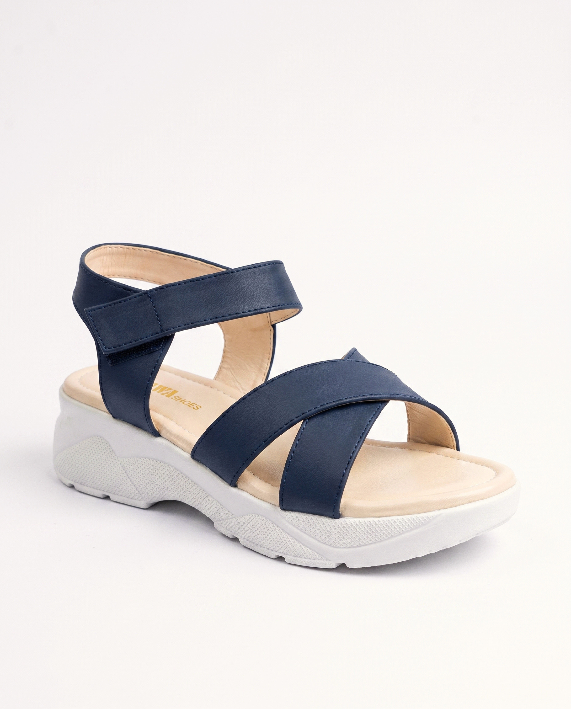 Navy Strapy Sport Platform Sandals 406 bl