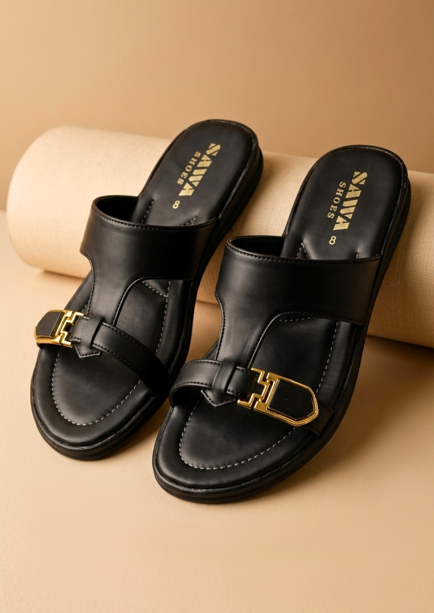 Black Casual Slides 614 Bk