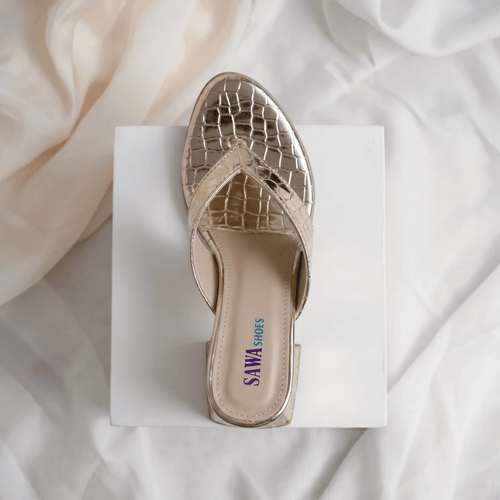 GOLDEN BLOCK HEELS 515 G - Sawa.pkWomen footwear shoes affordable