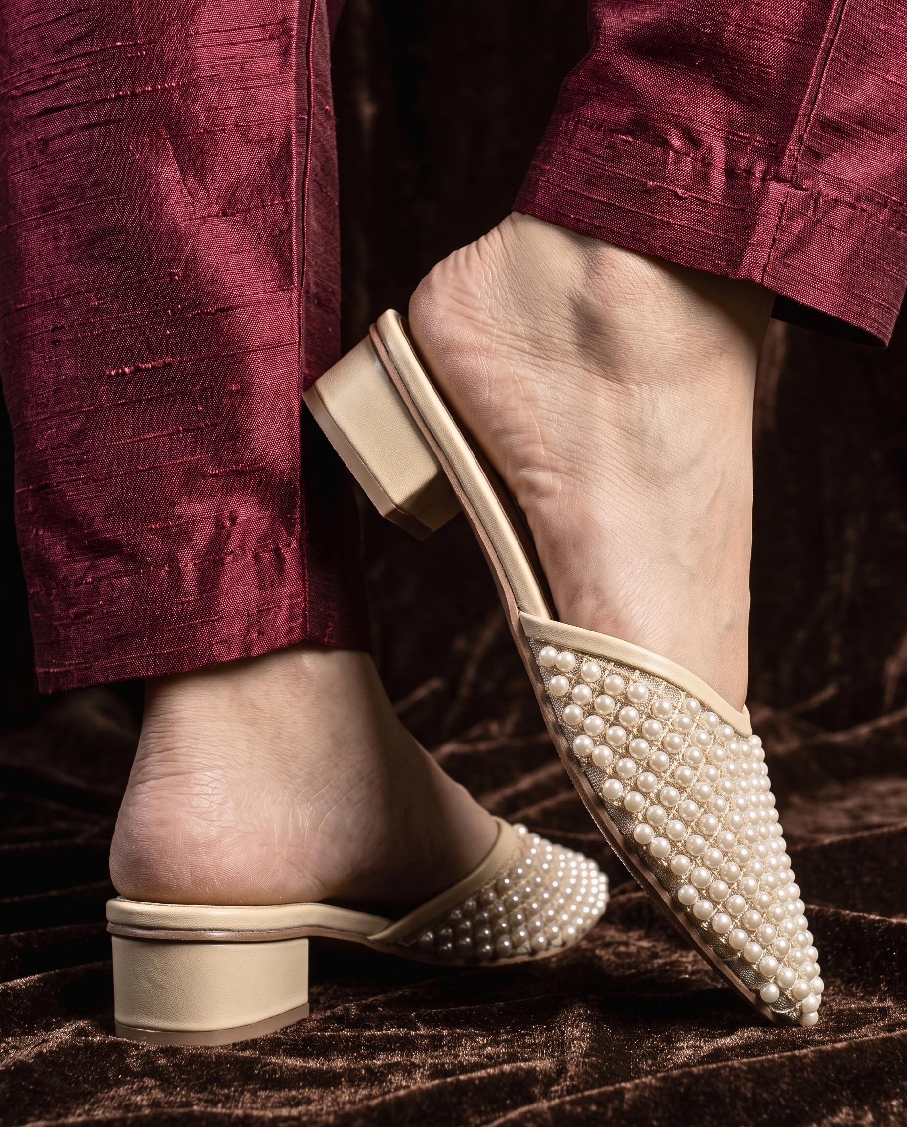 Pearl Embellished Mule Heels 900 F