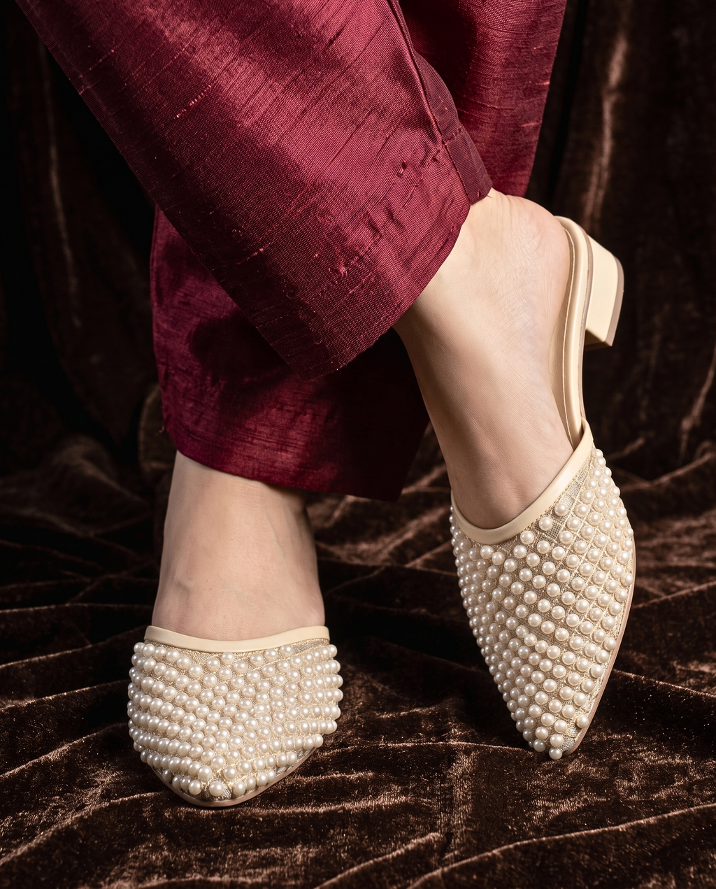 Pearl Embellished Mule Heels 900 F
