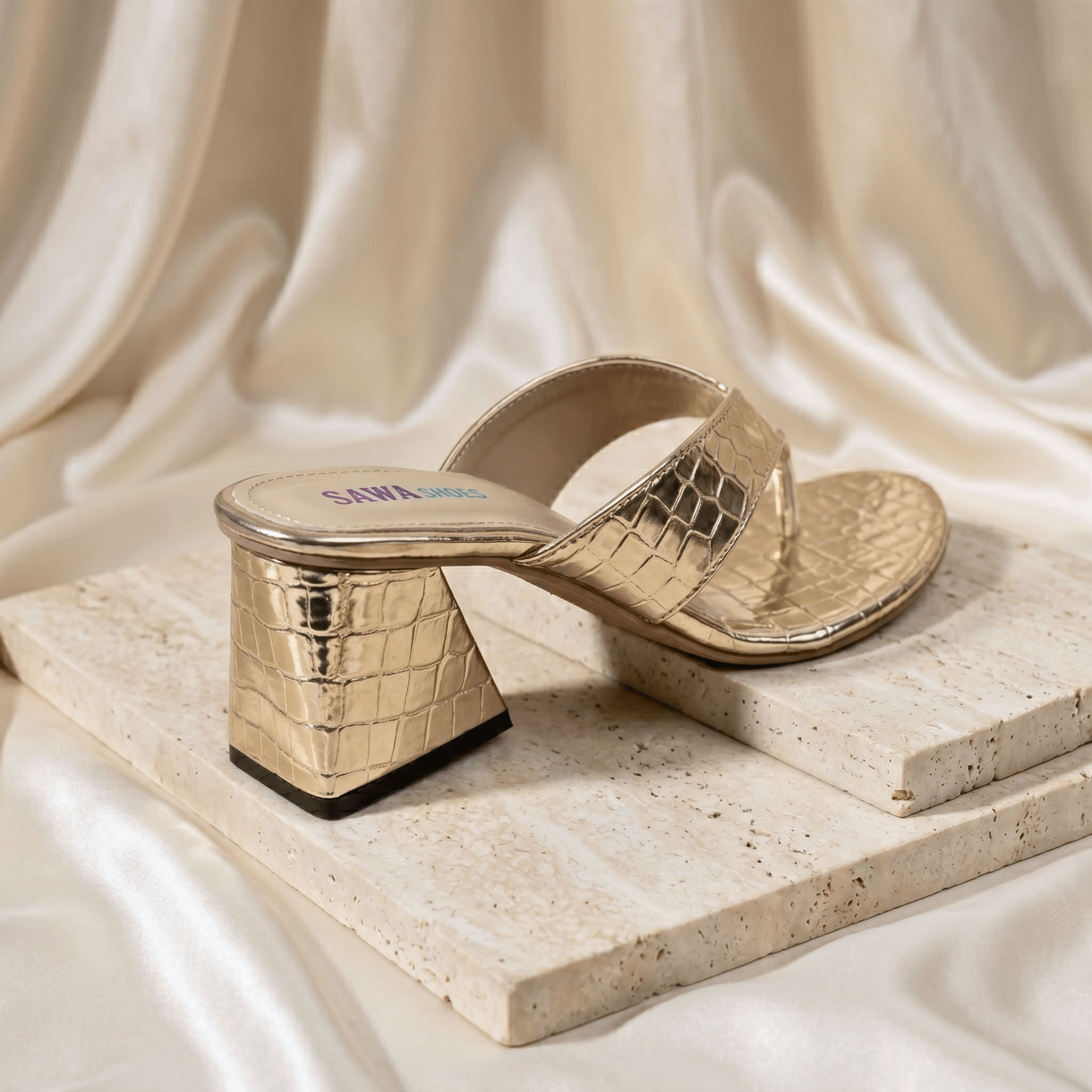 GOLDEN BLOCK HEELS 515 G - Sawa.pkWomen footwear shoes affordable