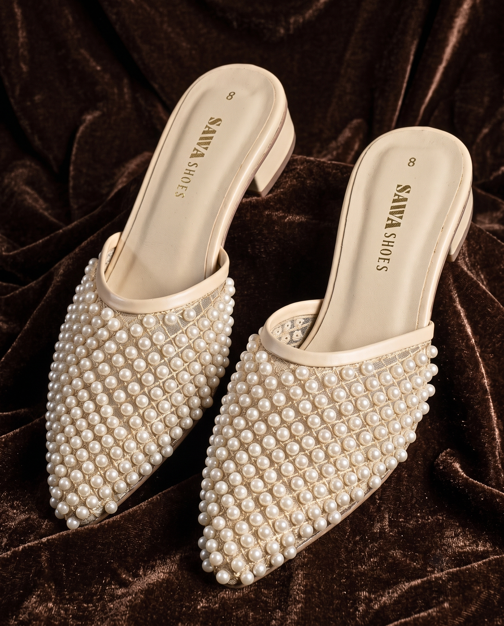 Pearl Embellished Mule Heels 900 F