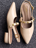 Studded Patent Slingback Heels 103 F