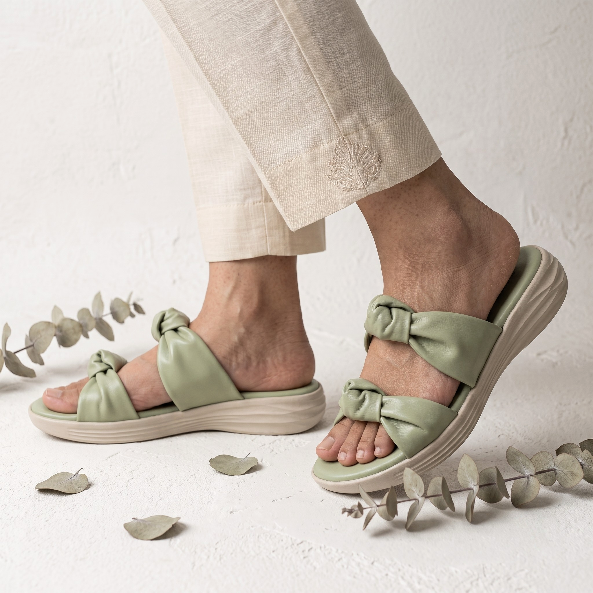 Sage Green Knot Slides 421 GN