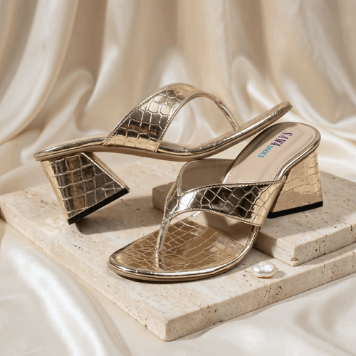 GOLDEN BLOCK HEELS 515 G - Sawa.pkWomen footwear shoes affordable