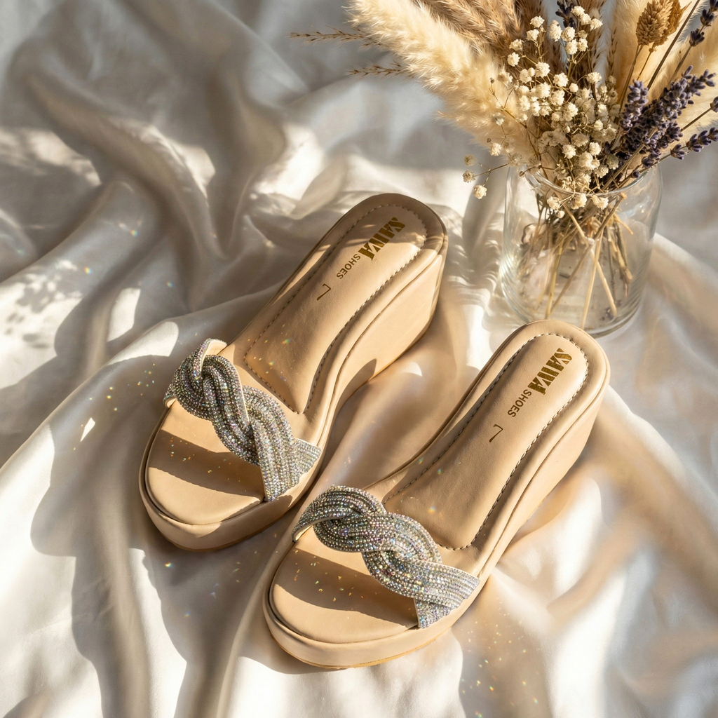 Sparkling Braided Platform Wedges 711 F