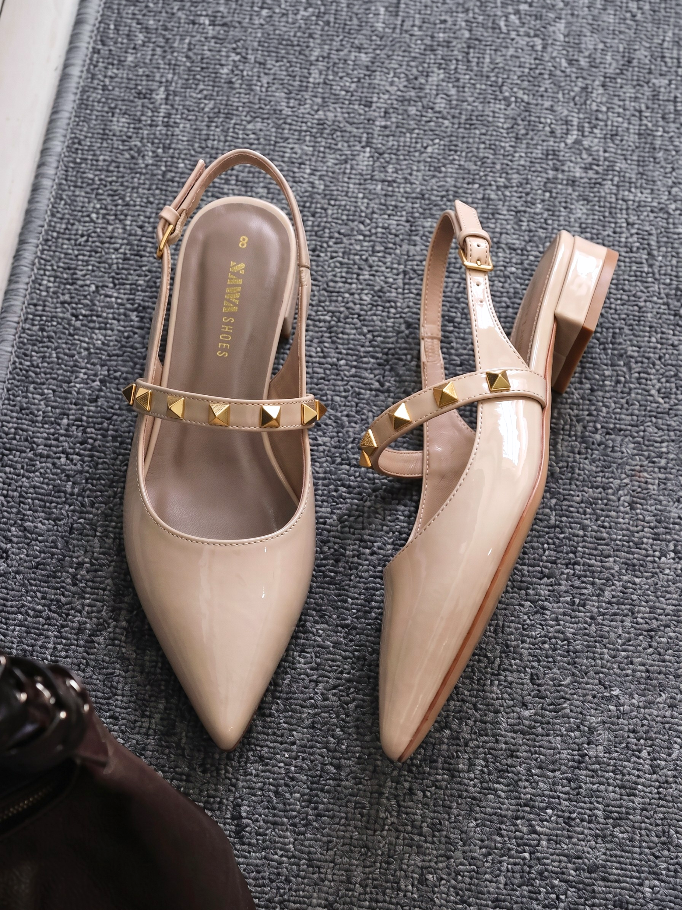 Studded Patent Slingback Heels 103 F