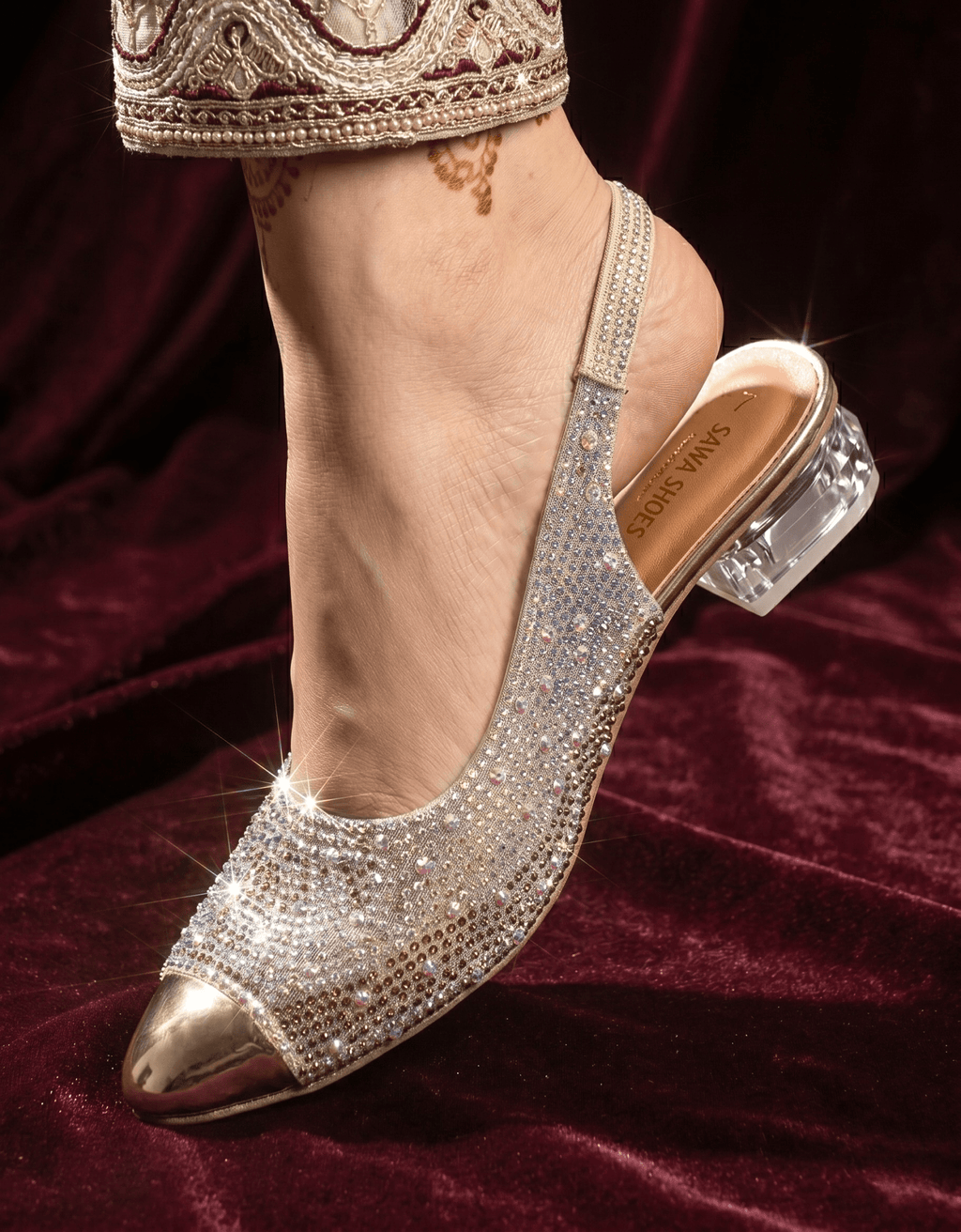 Sparkling Transparent Slingback Heels 644 G - Sawa.pkWomen footwear shoes affordable