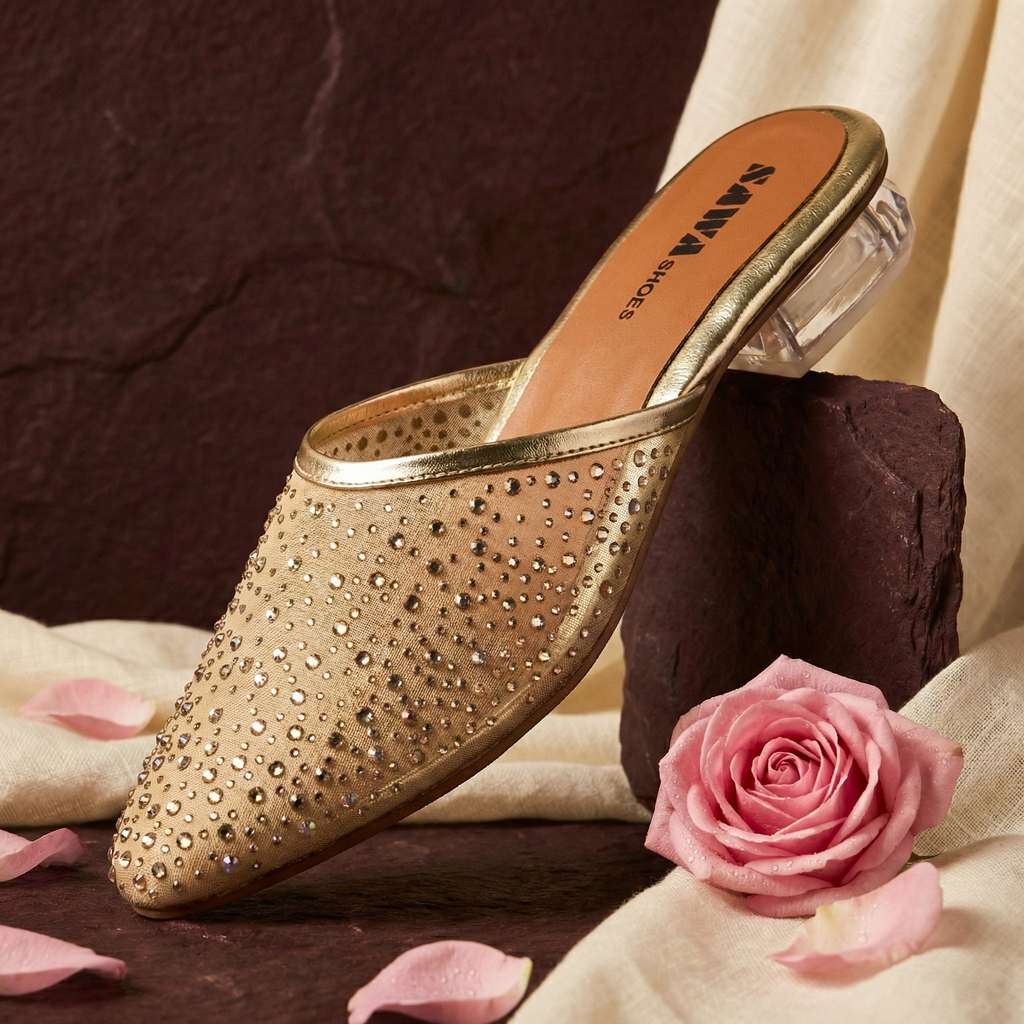 Zari Sparkle Block Mules 611 F