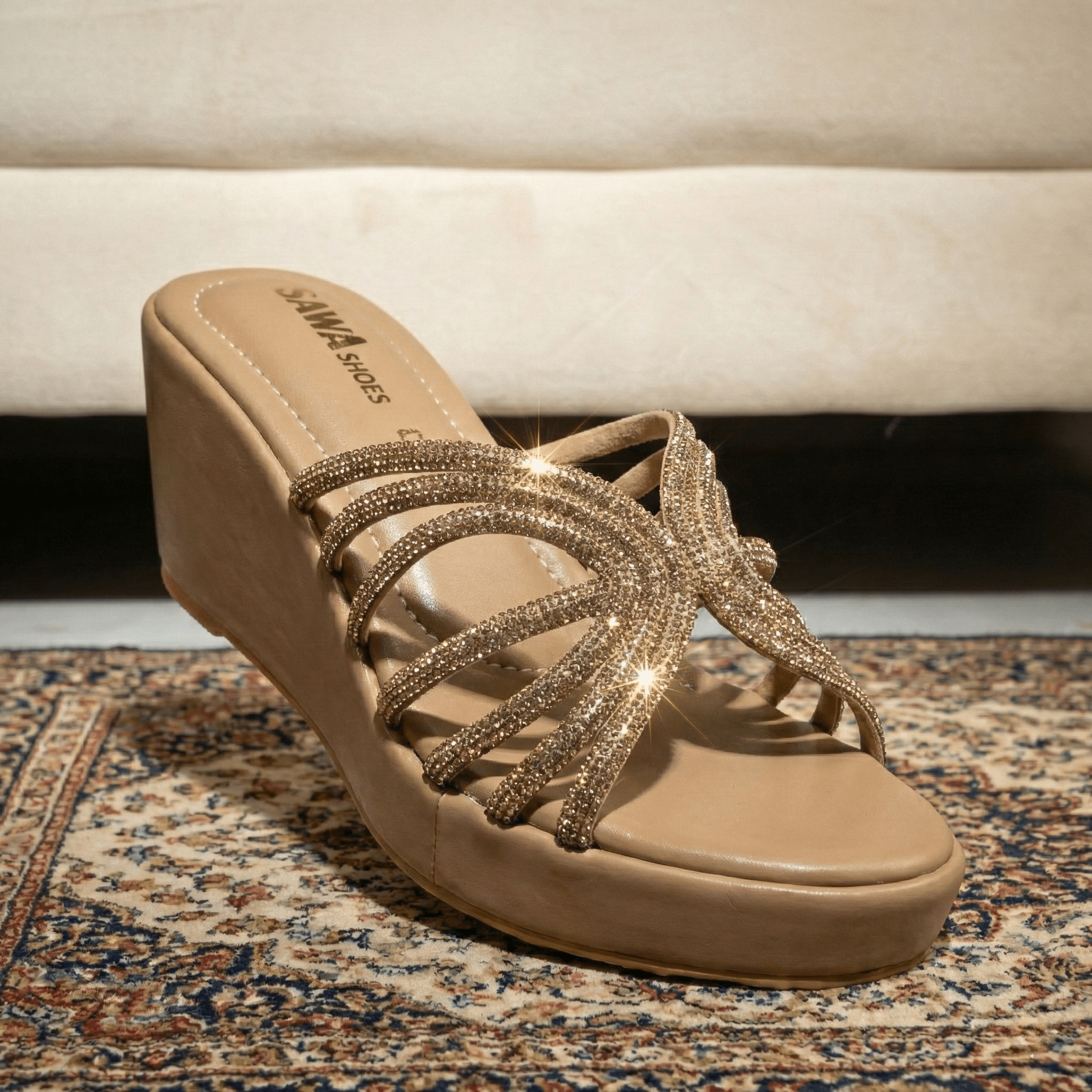 The Glitz Gold Wedge 732 G - Sawa.pkWomen footwear shoes affordable