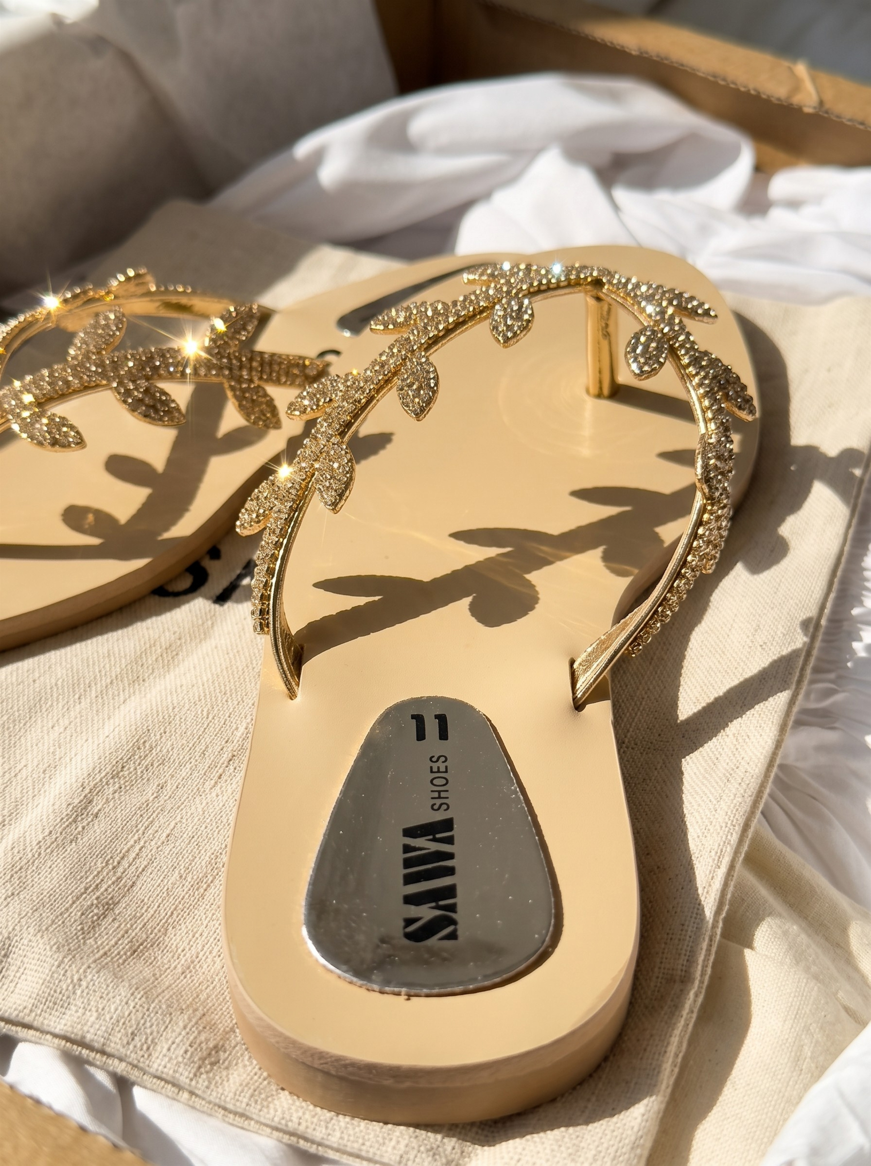 Golden Leaf Sparkle Flats 302 G