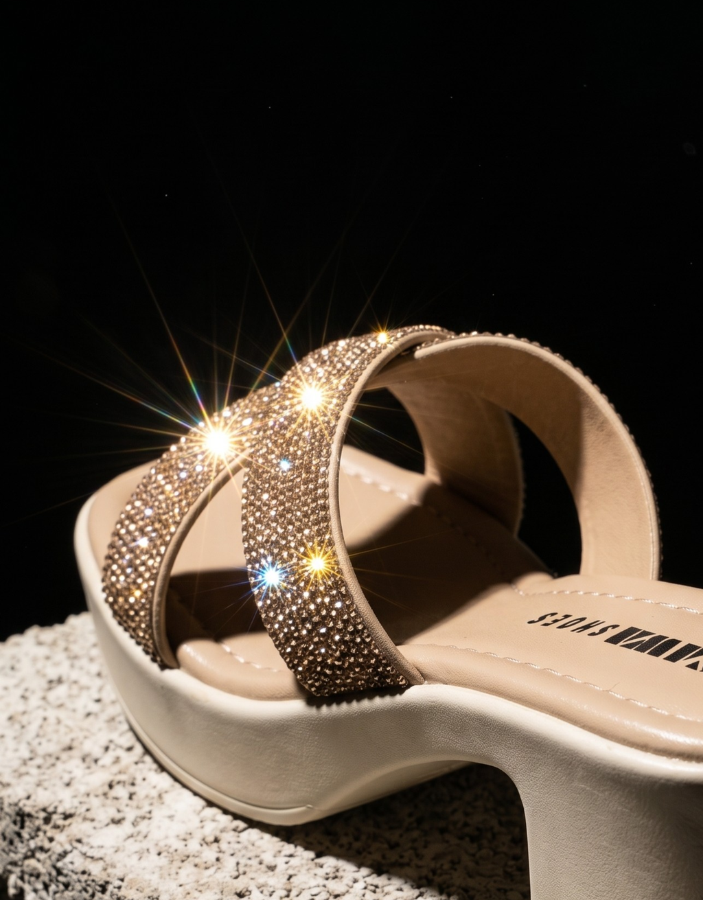 Sparkly Crisscross Block Heels 734 G
