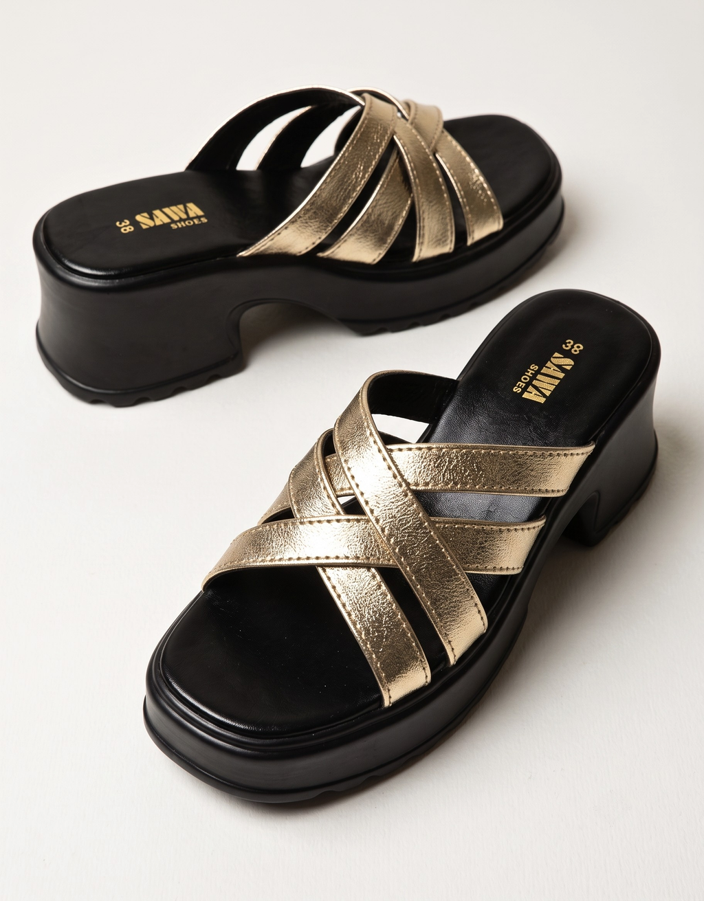 Golden Comfort Platform Heels 728 G