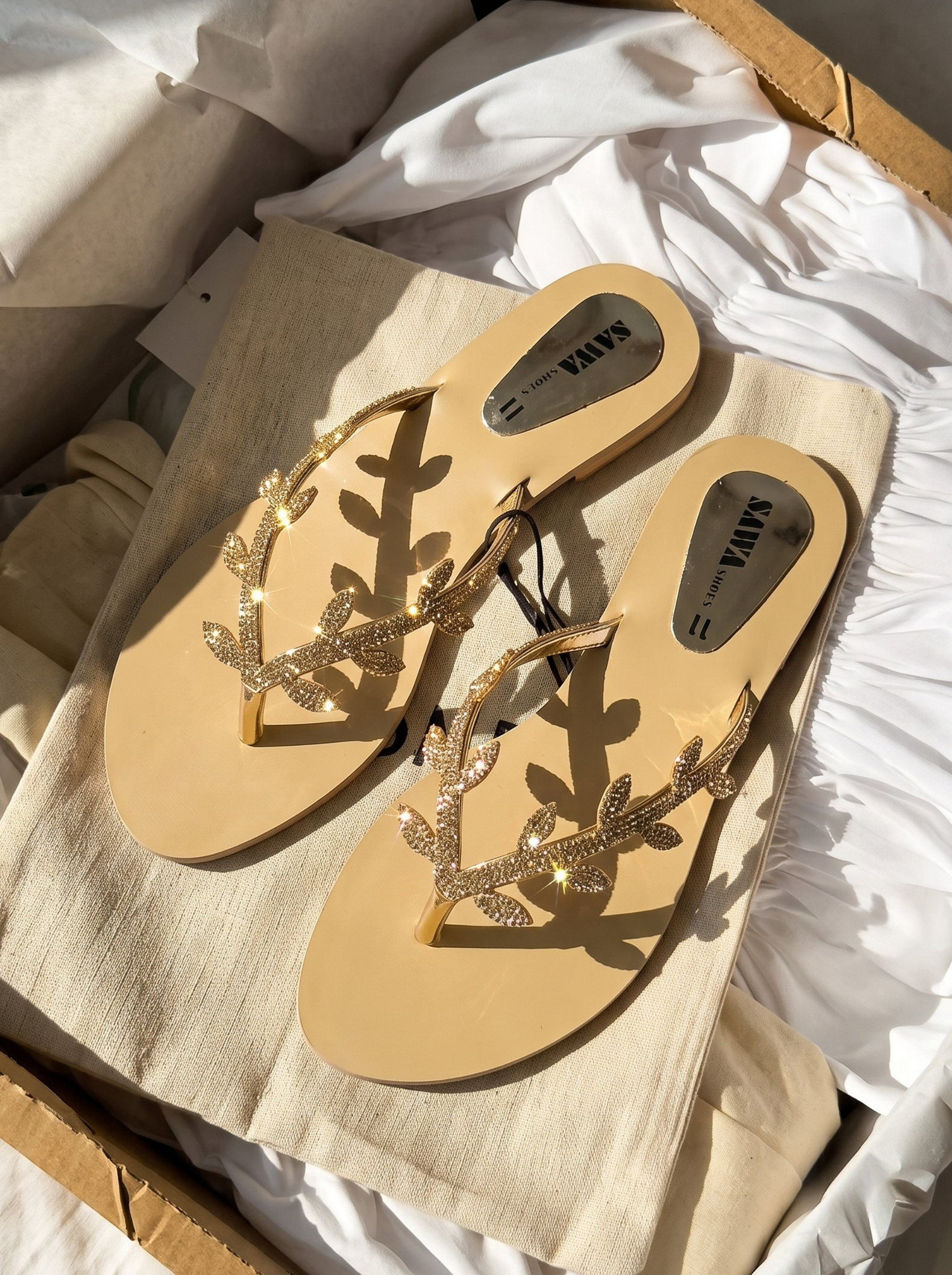 Golden Leaf Sparkle Flats 302 G