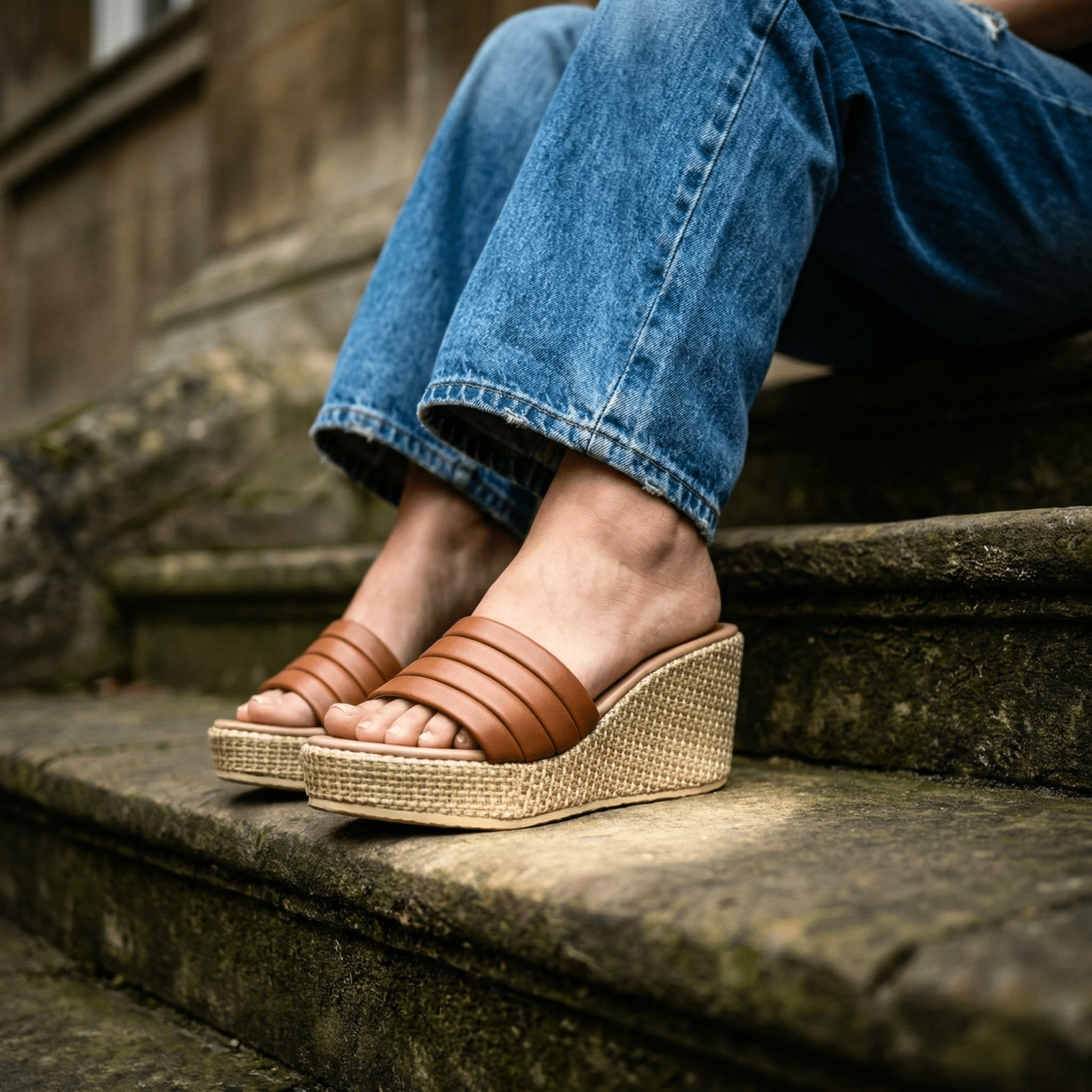 TAN STRAP WEDGES 729 MS - Sawa.pkWomen footwear shoes affordable
