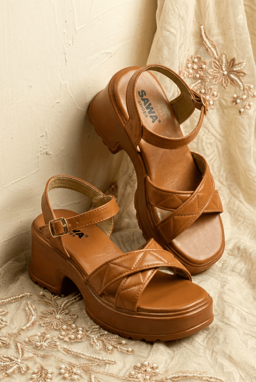 Caramel Platform Sandals 458 MS - Sawa.pkWomen footwear shoes affordable