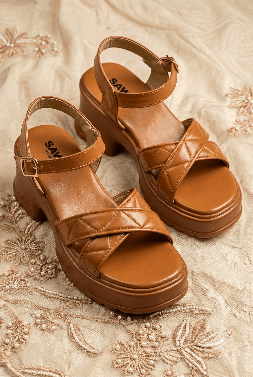 Caramel Platform Sandals 458 MS - Sawa.pkWomen footwear shoes affordable
