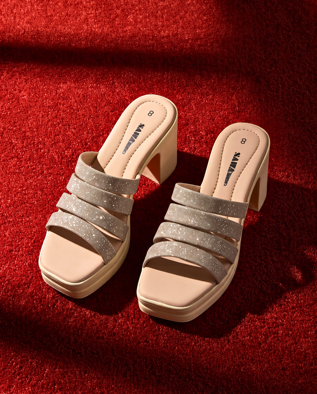 Silver Sparkle Block Heels B-10