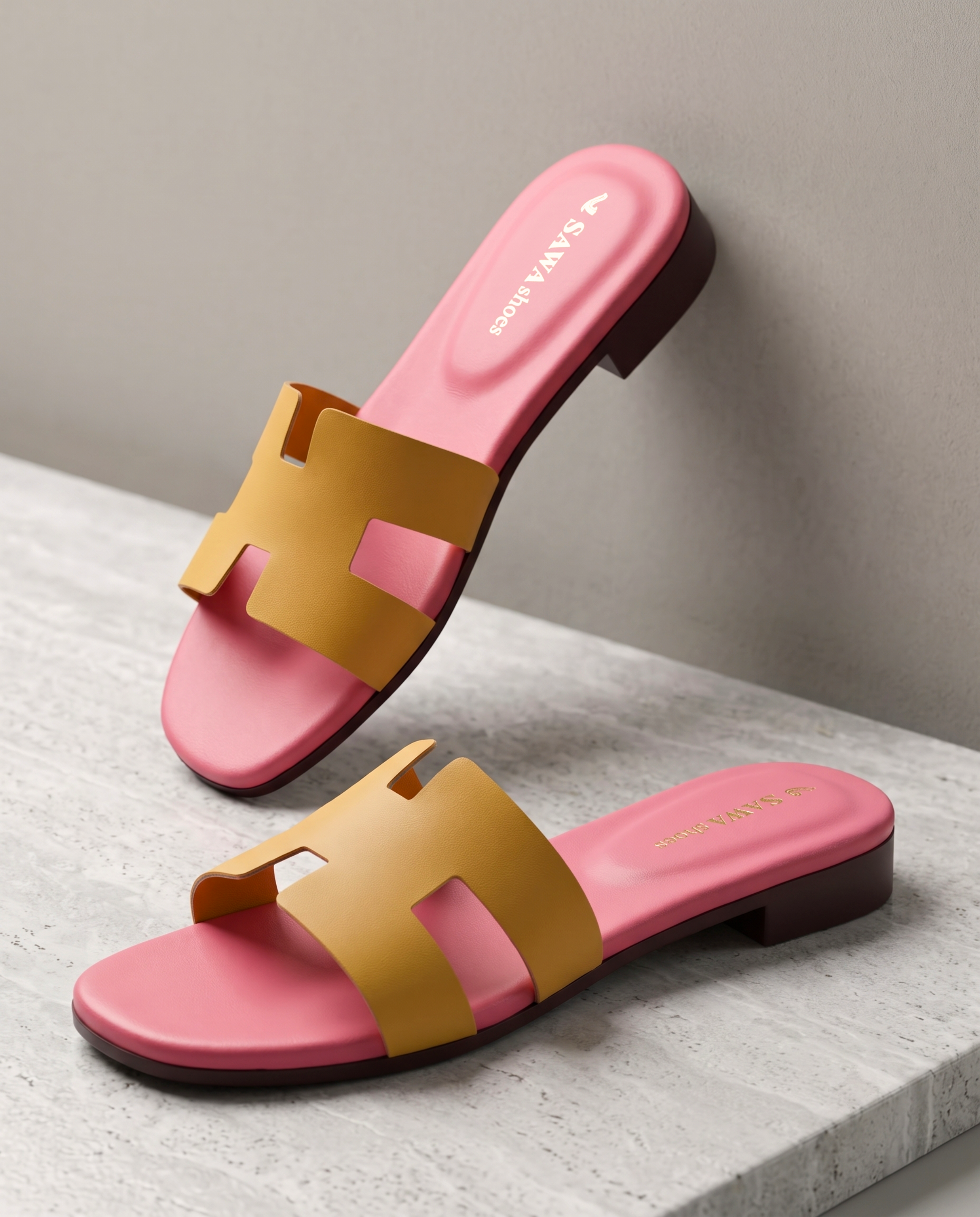 Yellow H-Cutout Flat Sandals 2525 Y