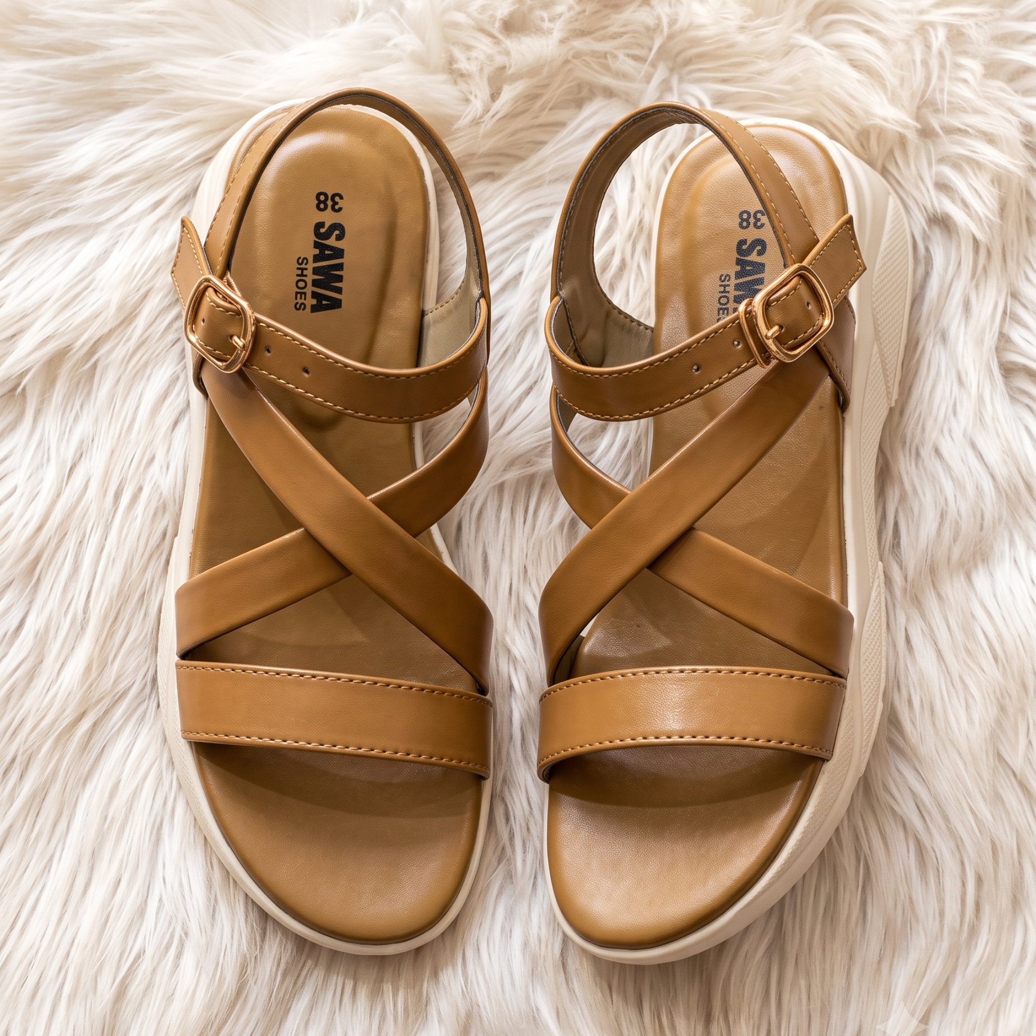 Tan Comfort Cross Sandals
