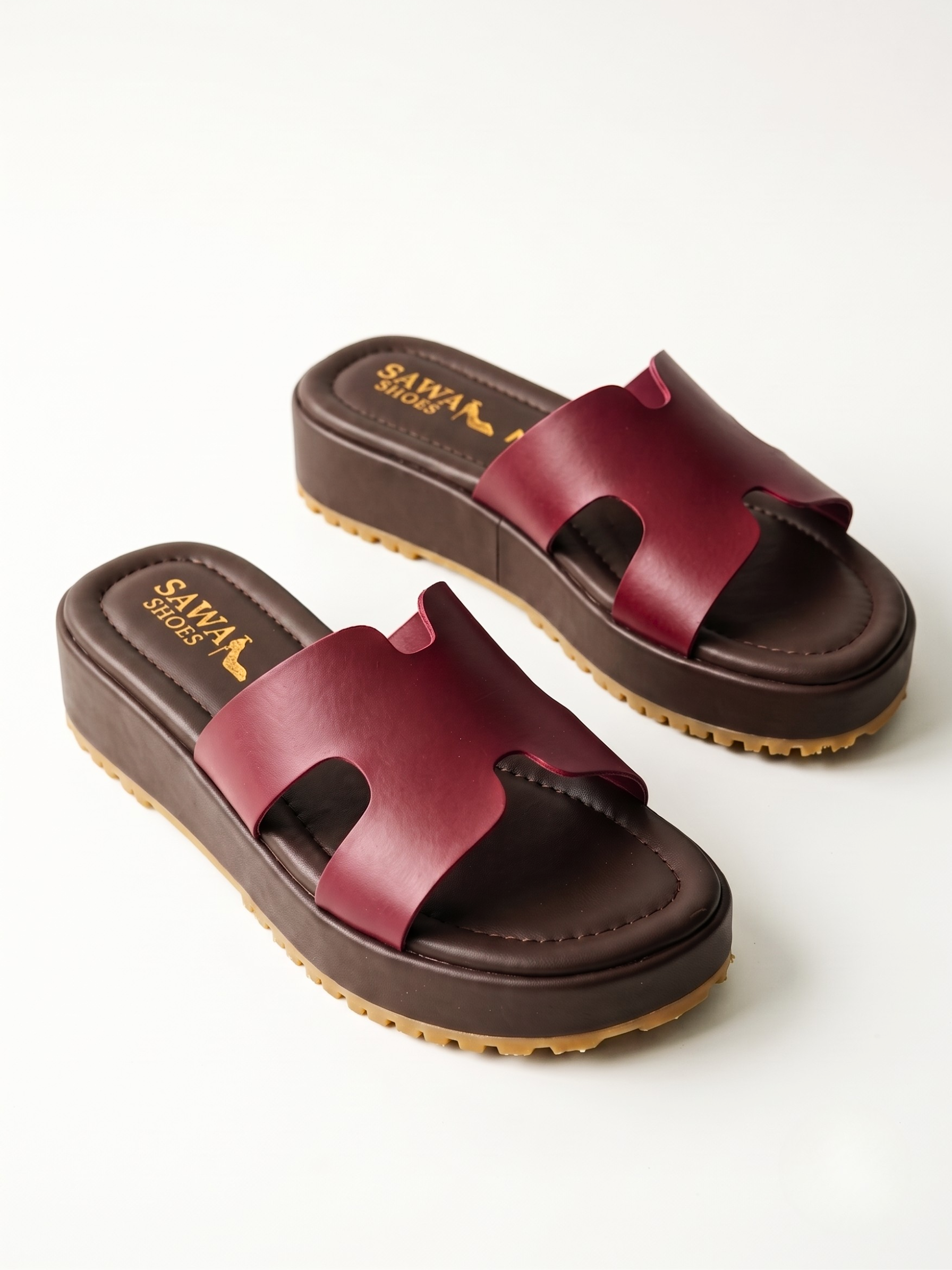 Burgundy Comfort Platform Slides