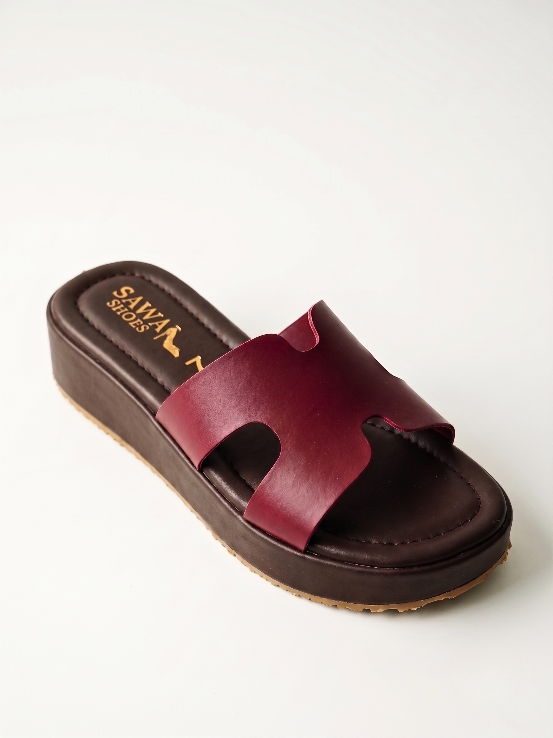 Burgundy Comfort Platform Slides