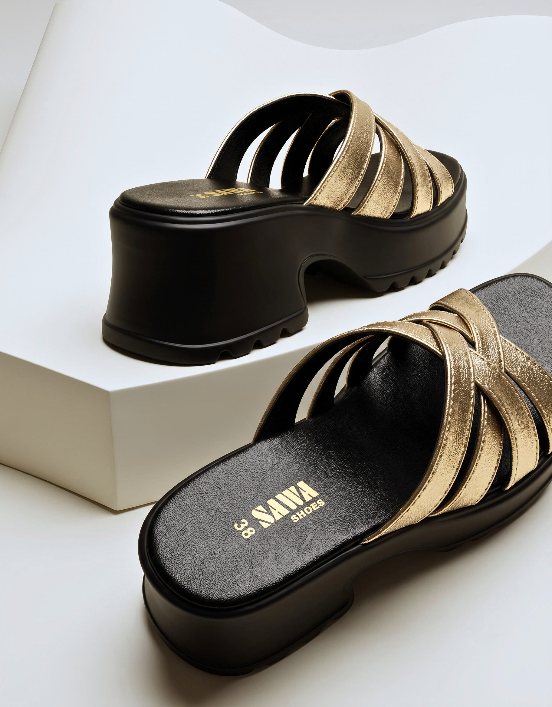 Golden Comfort Platform Heels 728 G