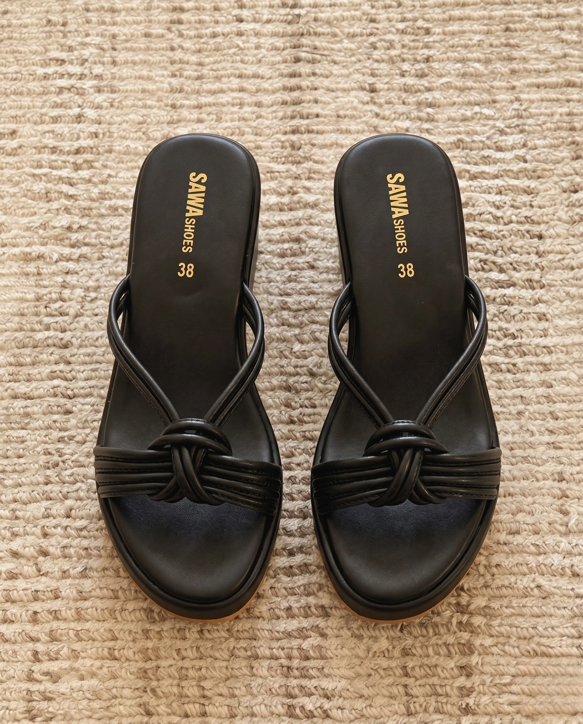 Black Knotted Platform Wedges 725 BK