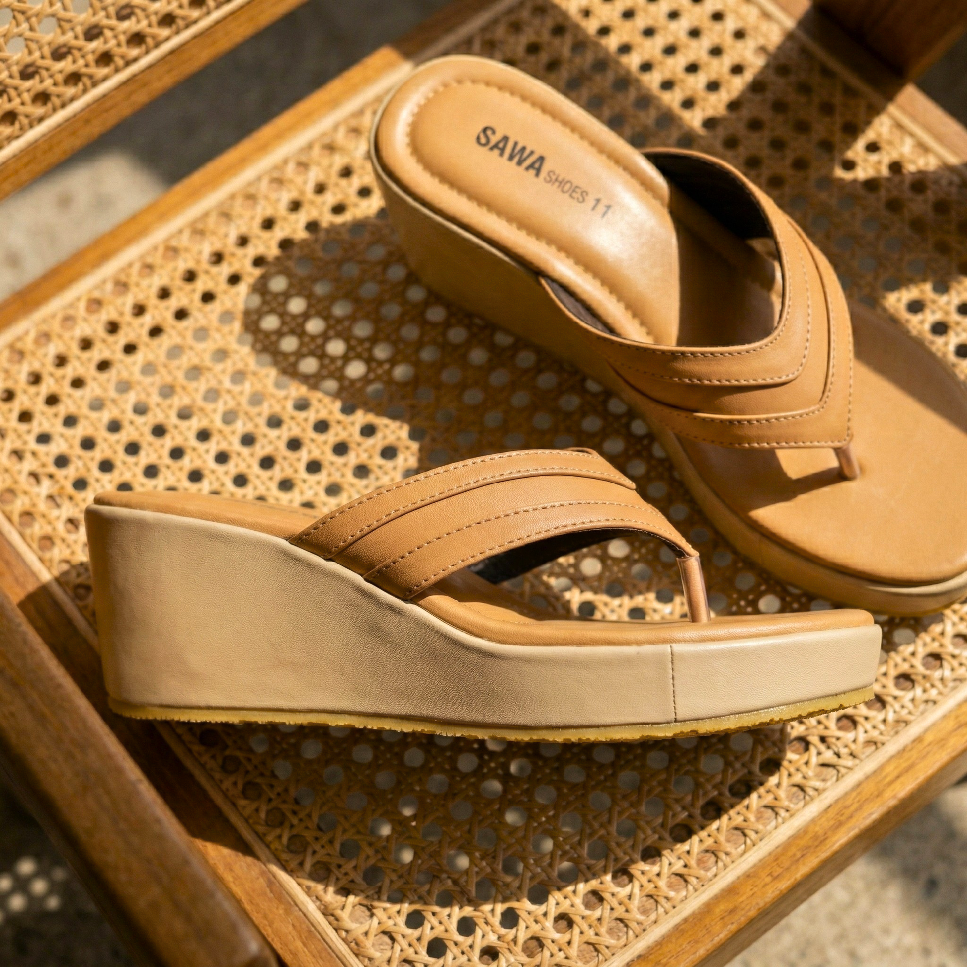 V-Strap Platform Wedge Sandals 716 F