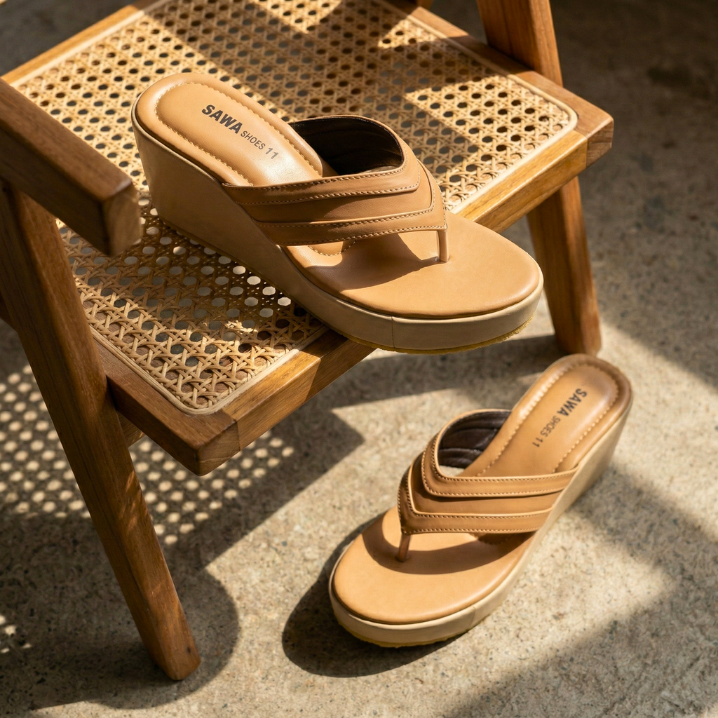 V-Strap Platform Wedge Sandals 716 F