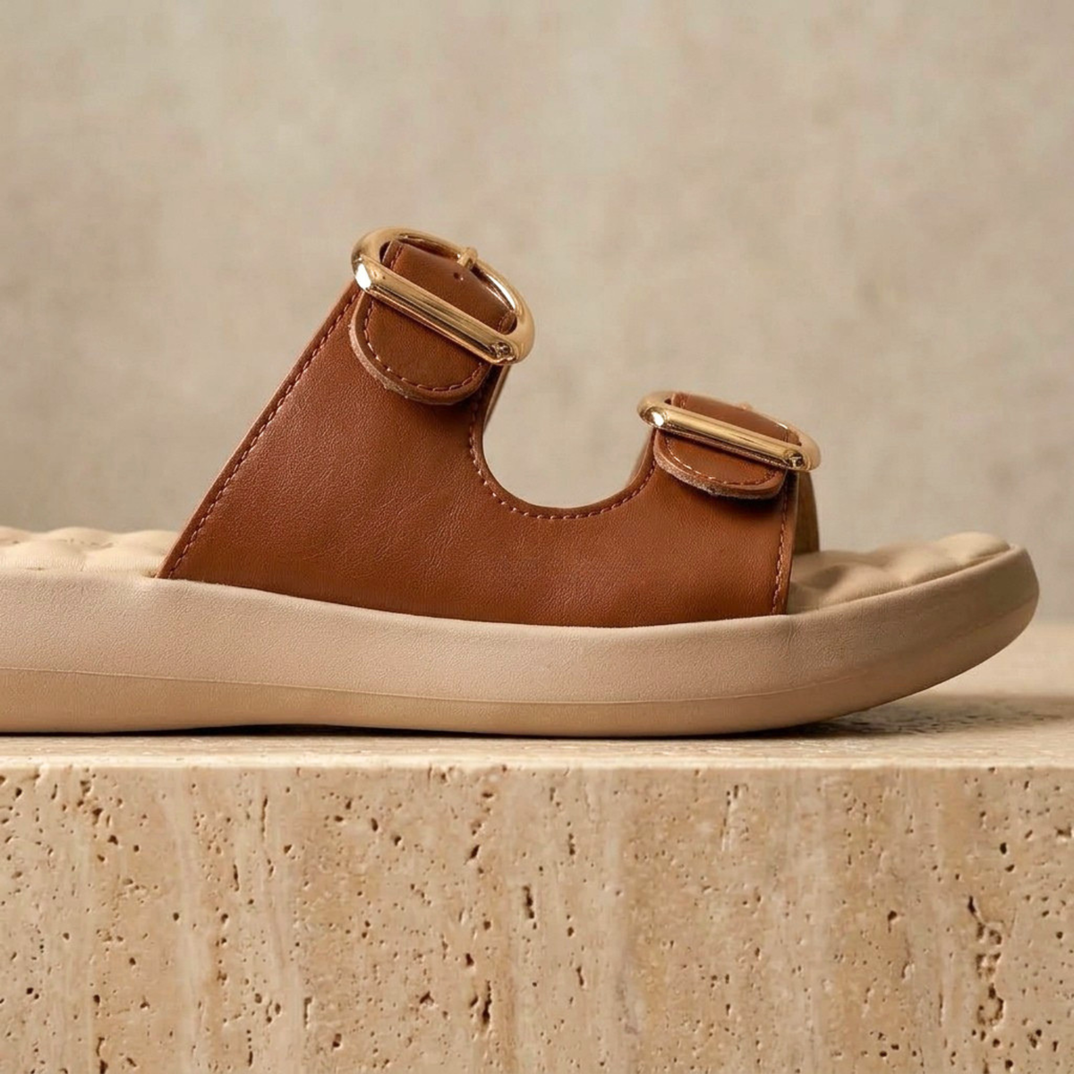 Cinnamon Two-Strap Slides 4260 br