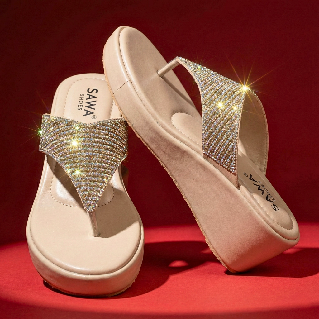 Stellar Shimmer Wedge Sandals 715 G