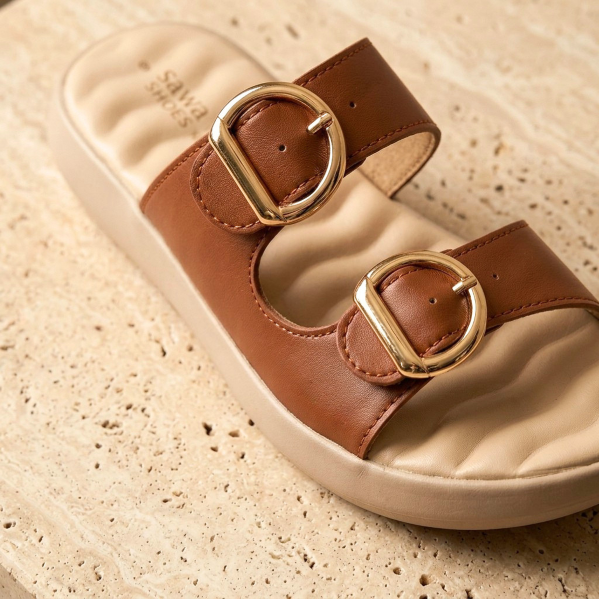 Cinnamon Two-Strap Slides 4260 br