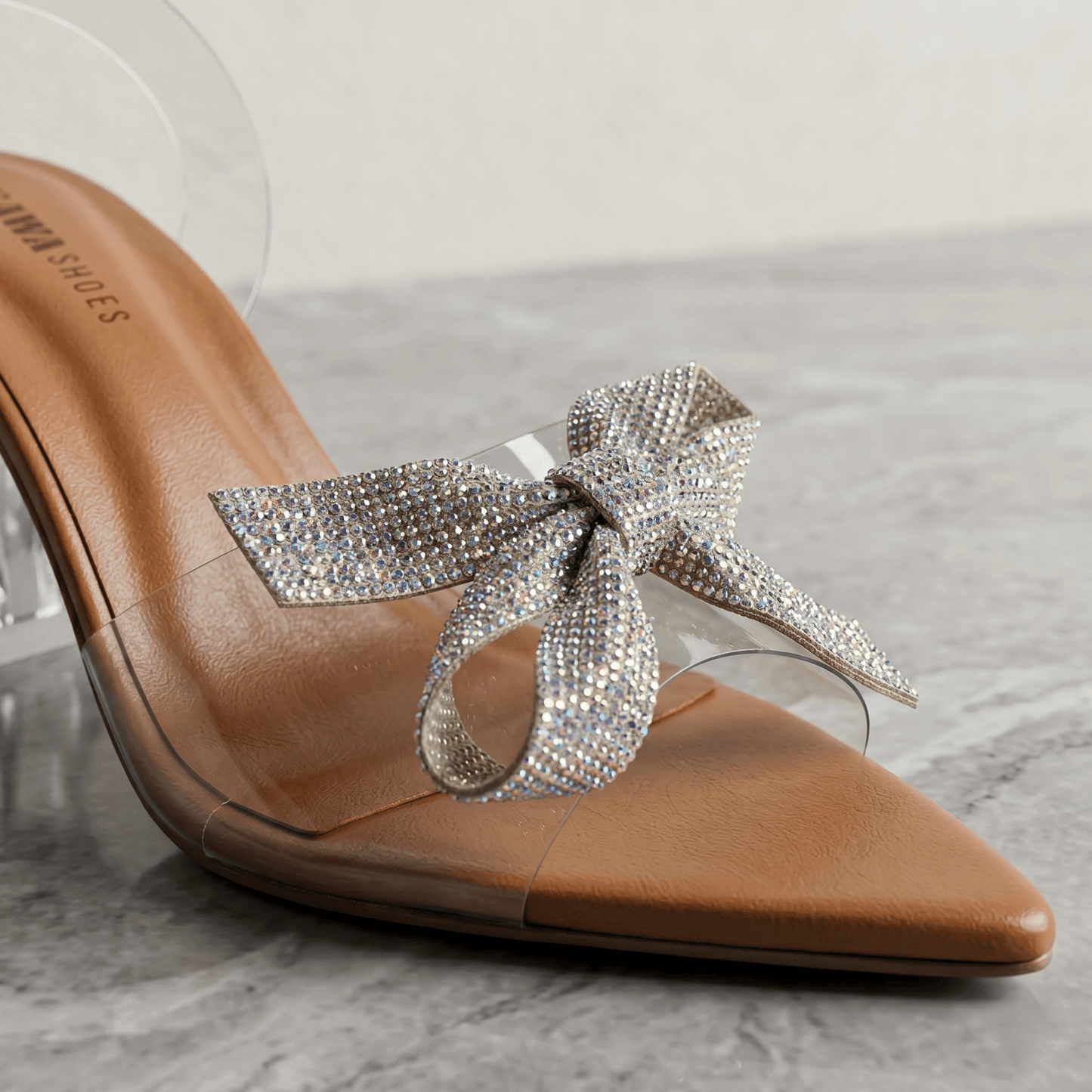 CRYSTAL BOW CINDRELLA SHOES 522 G - Sawa.pkWomen footwear shoes affordable