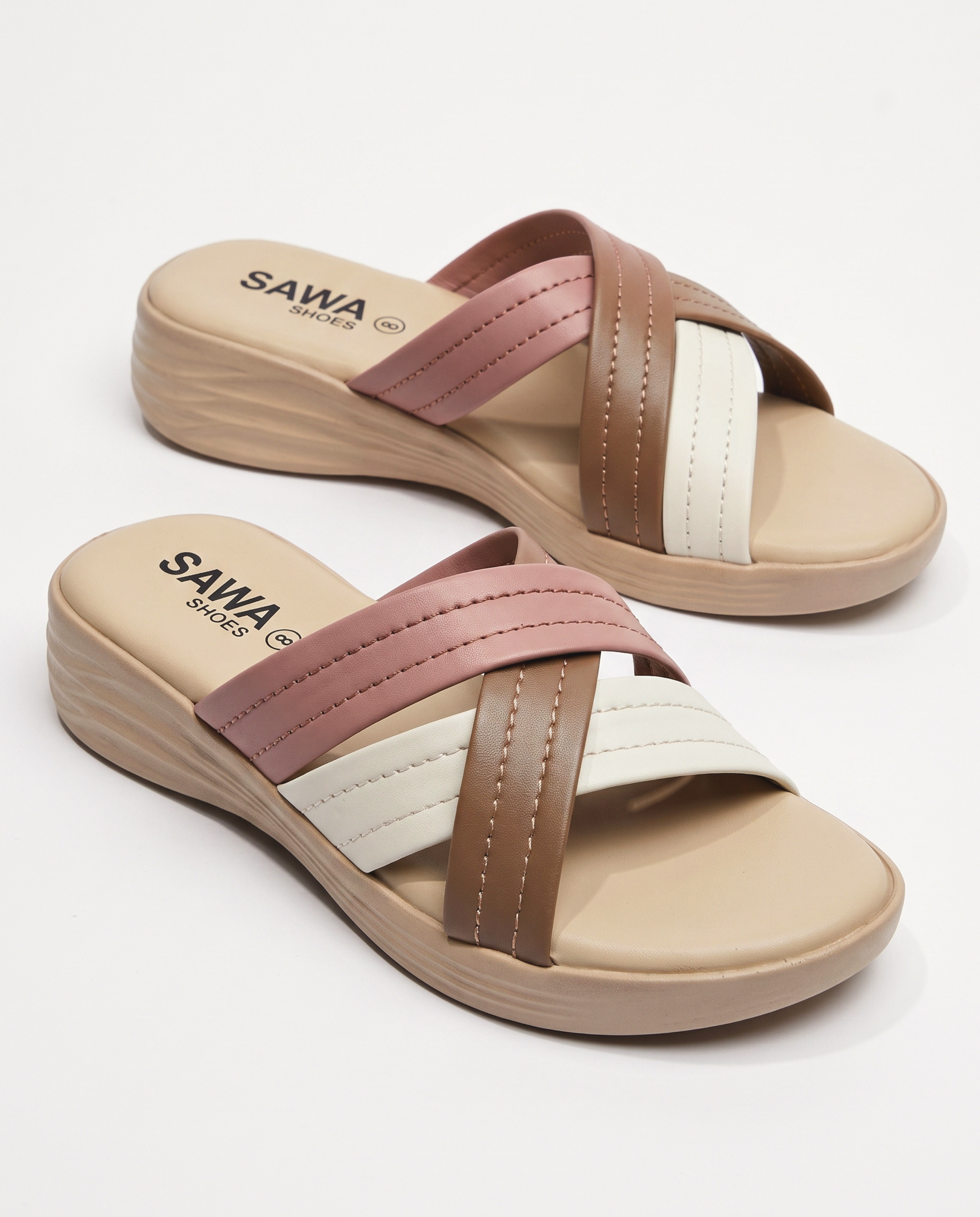 Pastel Cross Strap Slides SFT10